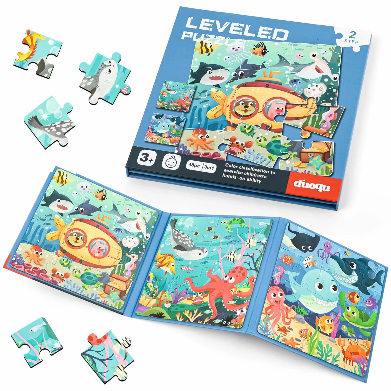 Aolso Puzzle Magnetici Montessori Giochi per Bambini 3-7 Anni Esplorazione Sottomarina