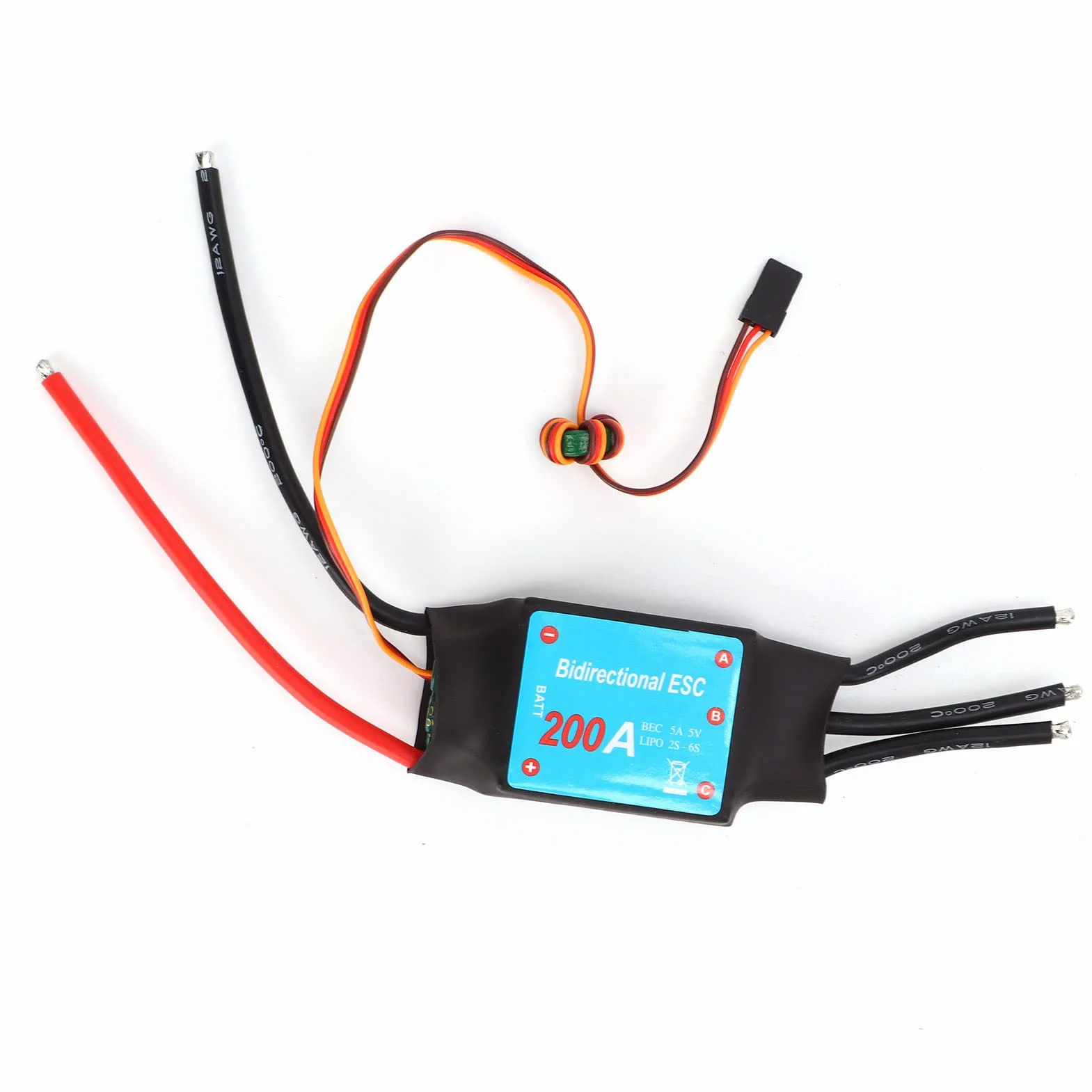 Bnineteenteam ESC Brushless, Regolatore di velocità ESC Brushless RC 200A, ESC Raffreddato Ad Acqua a Due Vie per Barche Subacquea NeroFlauta, Flauta