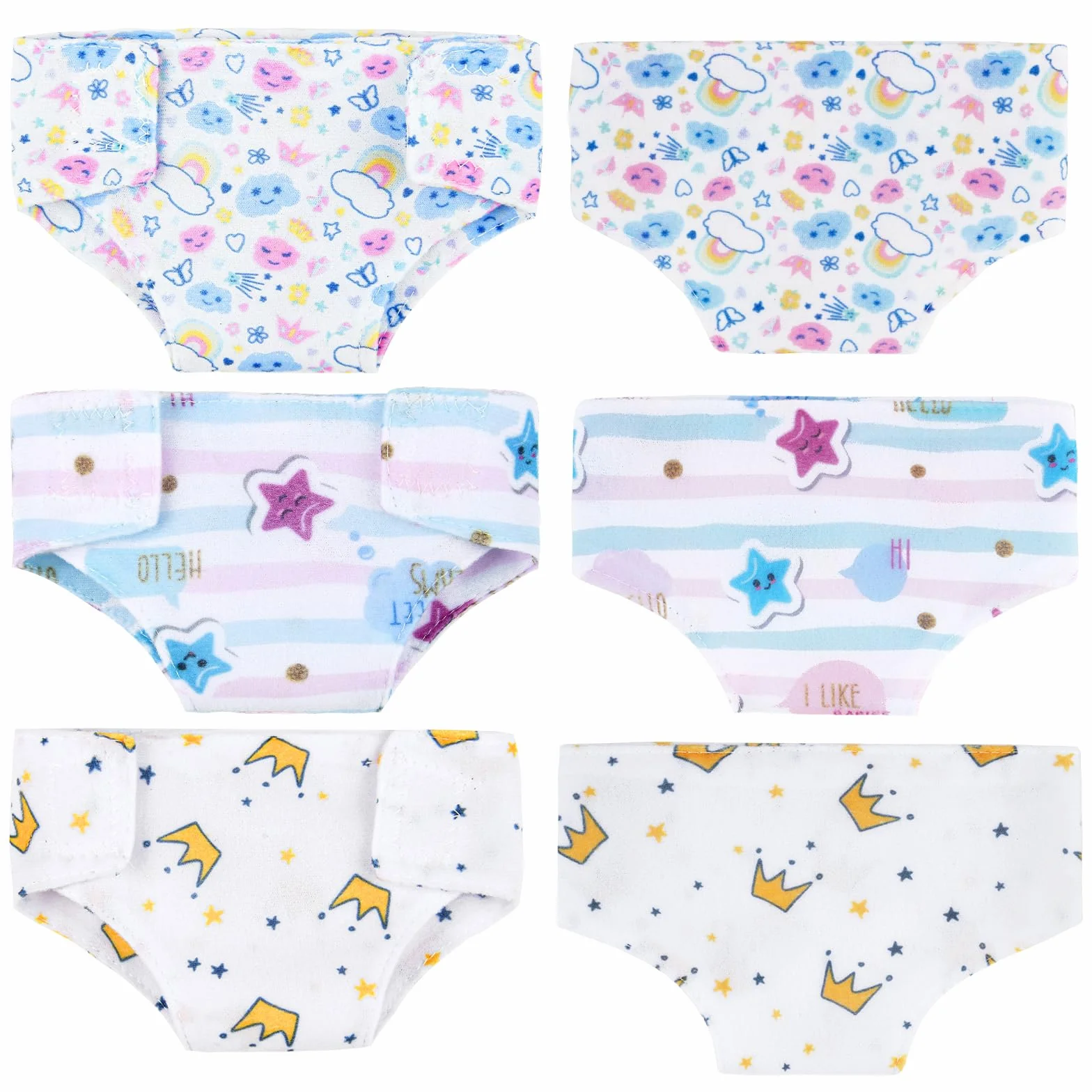 Aolso Bavaglini e Pannolini per Bambole, Set di 9 Accessori per Bambole Bavaglini e Pannolini in Tessuto per Bambole, Calzini per Bambole, Lavabile, Riutilizzabile, Idee Regalo per Bambini