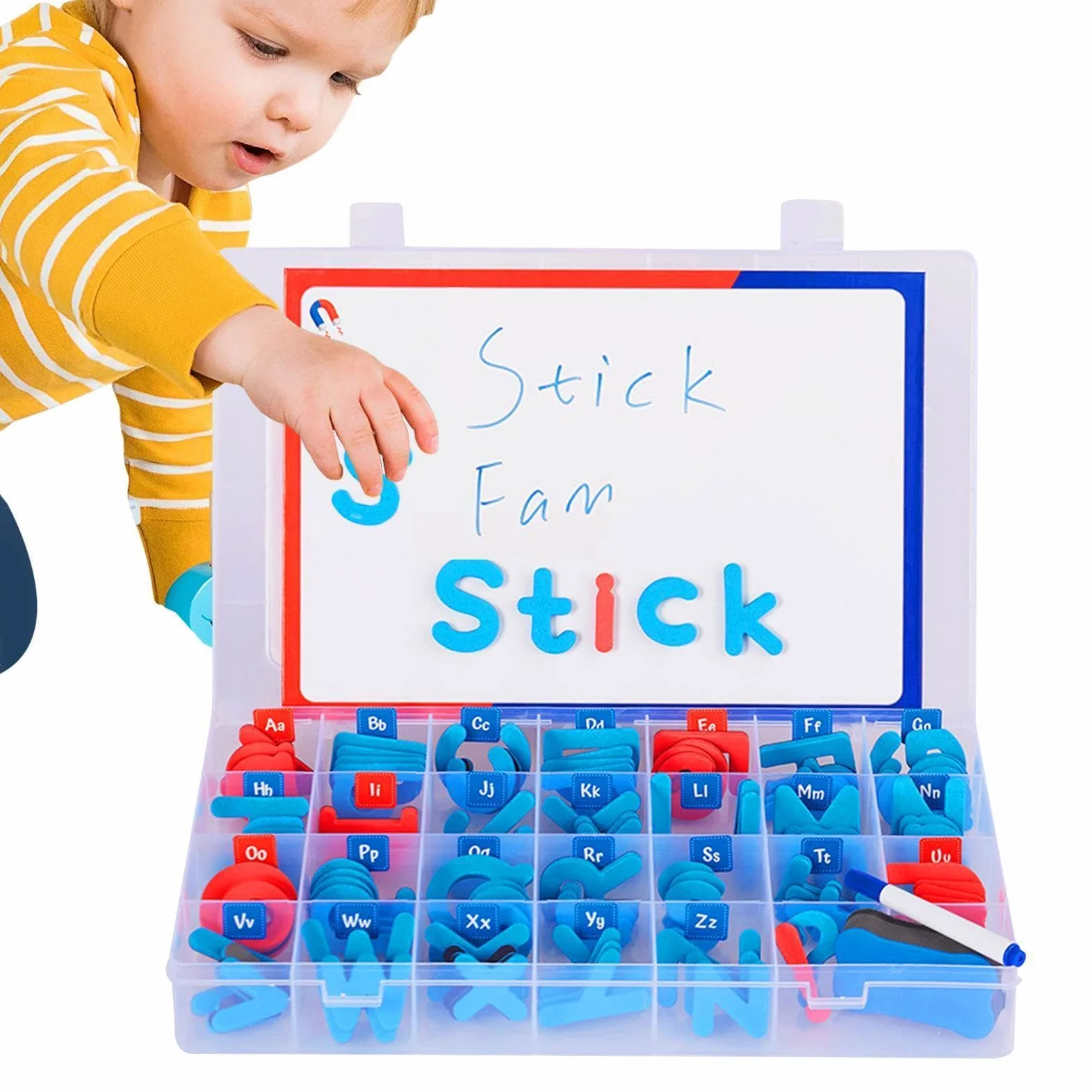 Kit di lettere magnetiche colorate educative per ragazze | Kit di lettere dell'alfabeto magnetiche con lavagna magnetica su entrambi i lati, per ragazzi e ragazze