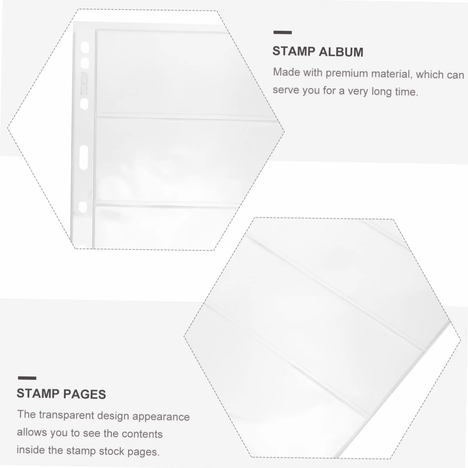 Album per Collezione Francobolli 20 Fogli Pvc, 9 Fori | Pagine Trasparenti a 4 Righe, per Raccolta di Monete e Timbri, Formato Standard