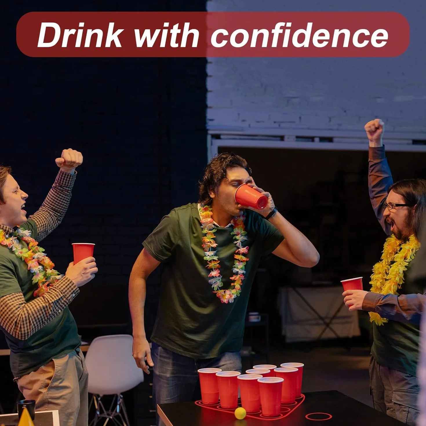 Beer Pong, 40 Beer Pong (20 Rosse e 20 Blu) + 12 Palline, 500ML Riutilizzabil Plastic Party Cups, Tazze da Festa per Giochi di Bevute,Festa di Natale Divertimento e Gioco