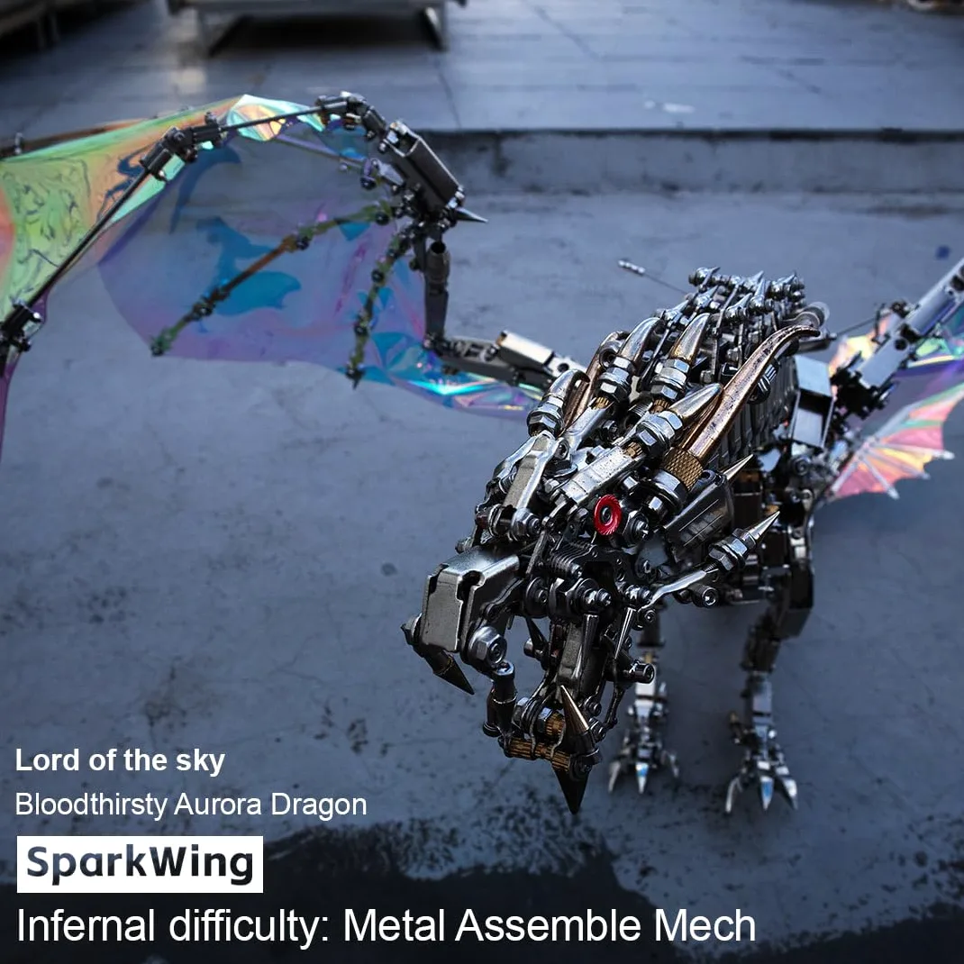 Puzzle in metallo 3D per adulti – Steampunk Testina di sangue Aurora Drago con supporto, 3000 pezzi – Puzzle 3D regalo animale