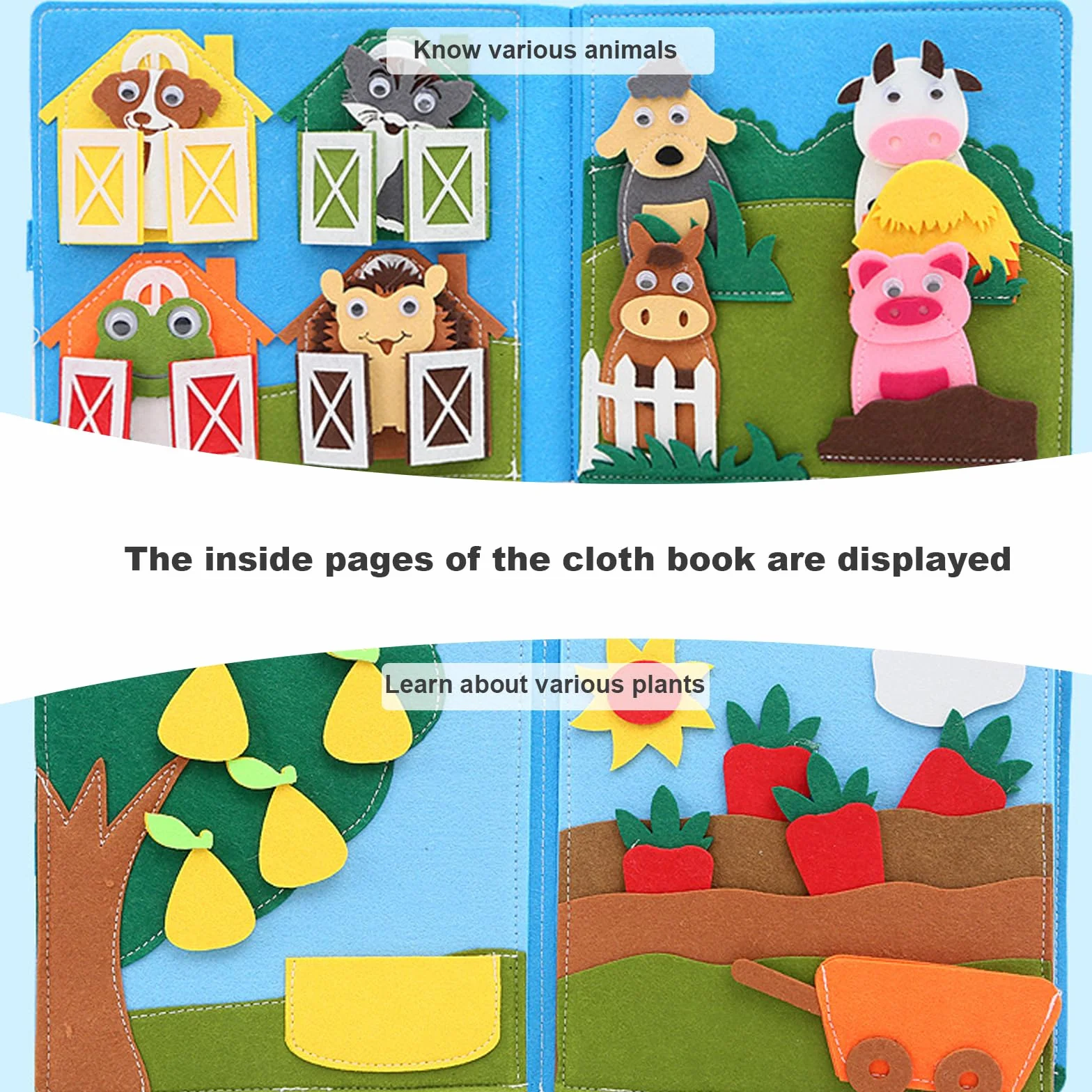 Tavola occupata per bambini Libro di attività in feltro 3D Giocattoli sensoriali per bambini Giocattolo educativo per l'apprendimento prescolare per bambina Tavola occupata, giocattoli da viaggio per