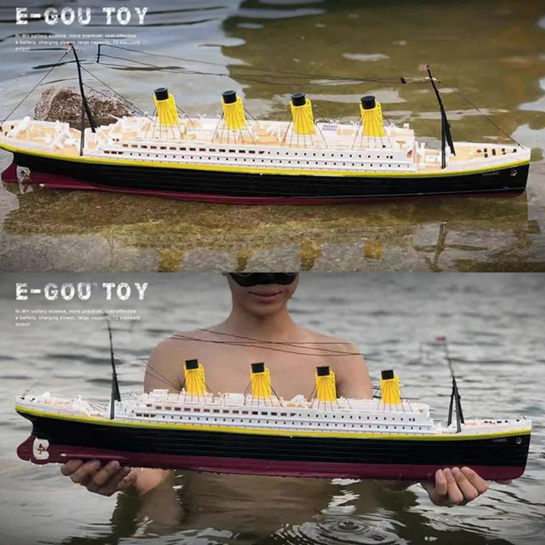 Barca da crociera telecomandata con luci a LED, 2,4 G RC 3 CH elettrica ad alta velocità NQD Titanic, modello per interni ed esterni, regalo per bambini e adulti