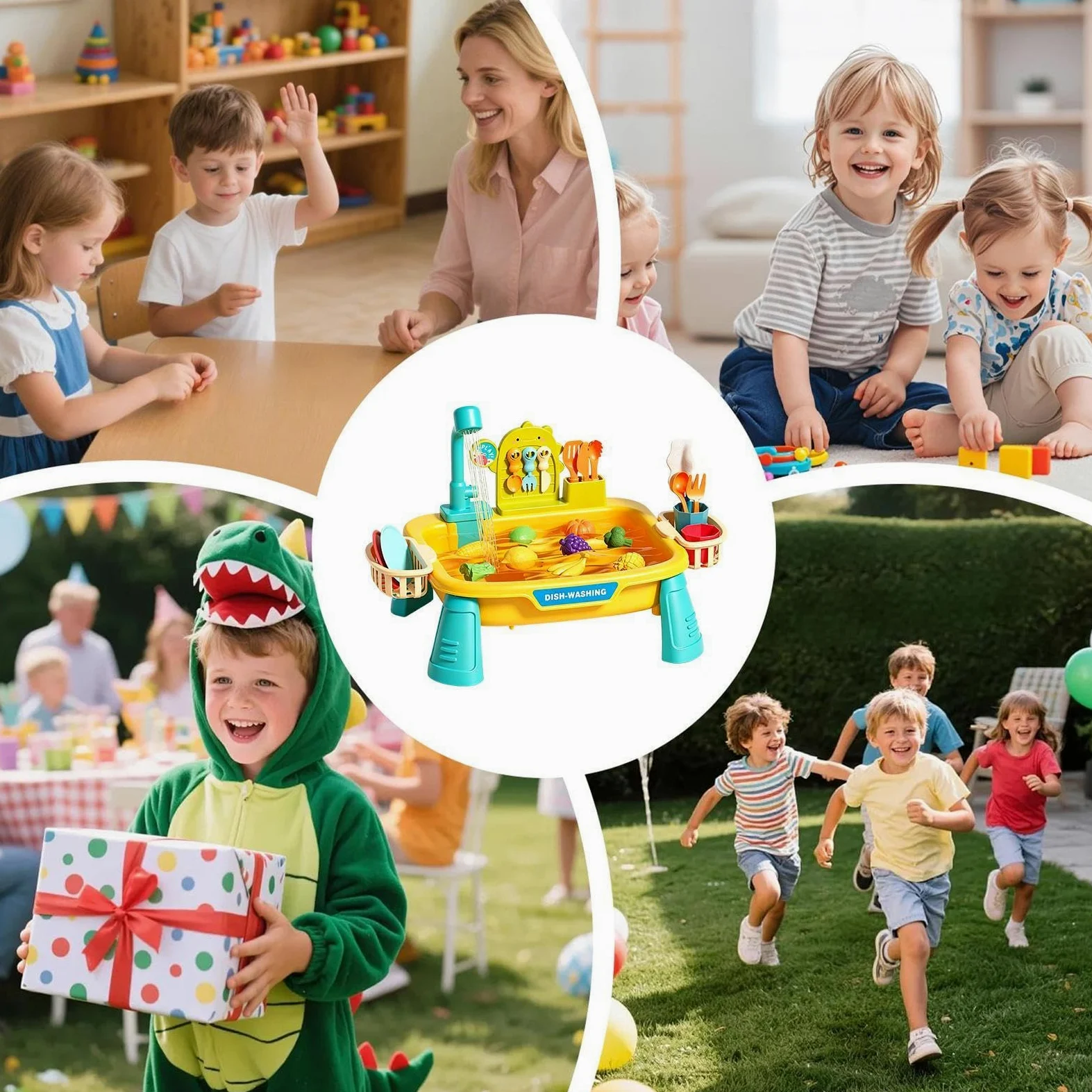 Per Bambini Con Acqua Corrente Giocattoli Sensoriali Elettrici Di Lavaggio | Tavolo Acquatico Esterno per Bambini Interno Esterno Cucina Bagno Giardino Scuola Materna