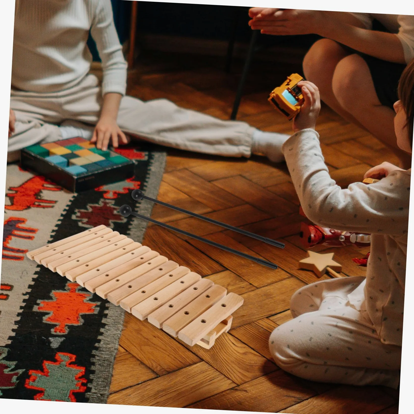 Xilofono in Legno 15 Note con Mazzuoli per Ragazzo Ragazza Principianti | Plastico, per Asilo e Didattica Domestica, Sviluppa Ritmo, Facile da Apprendere
