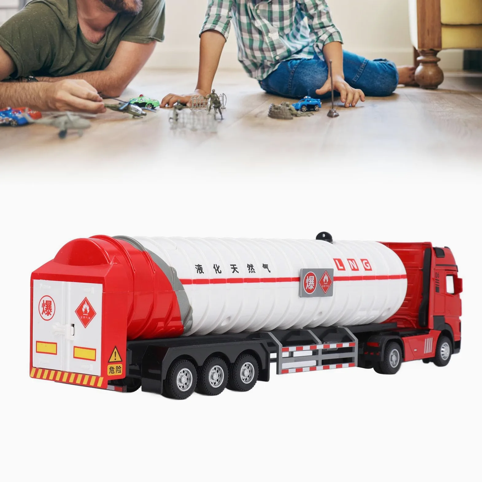 Giocattolo Realistico per Camion Cisterna per Gas in Lega con Spruzzo D'acqua per Giochi Interattivi per Ragazzi Dai 3 Anni in su Plastica Educativa e Divertente 3 unità