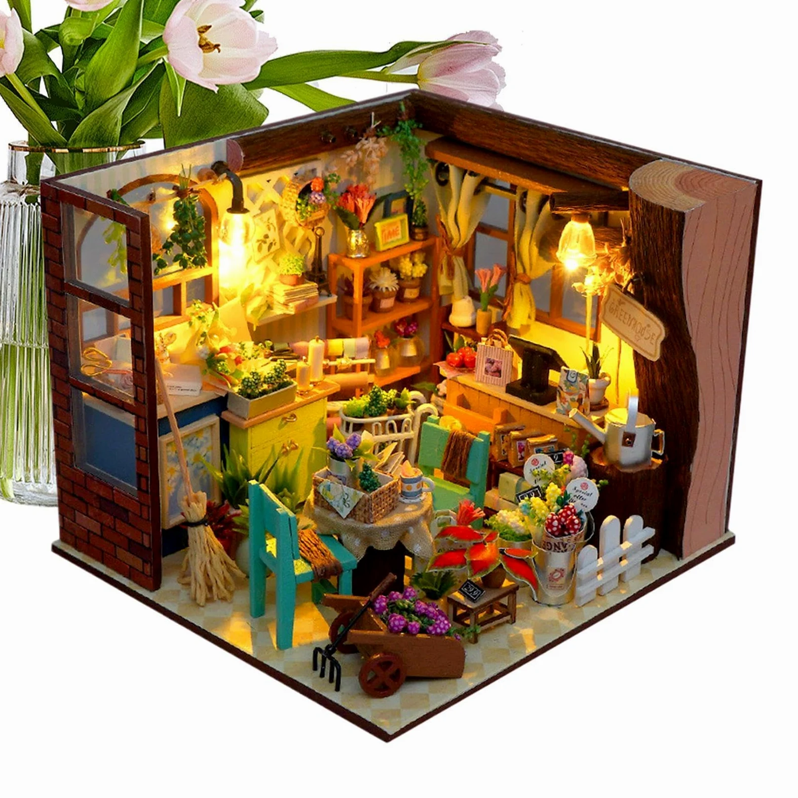 Kit fai da te per una casa in miniatura Giocattolo Di Costruzione | Kit Casa Delle Bambole Per la decorazione di scrivania, dormitorio, appartamento, libreria, soggiorno e