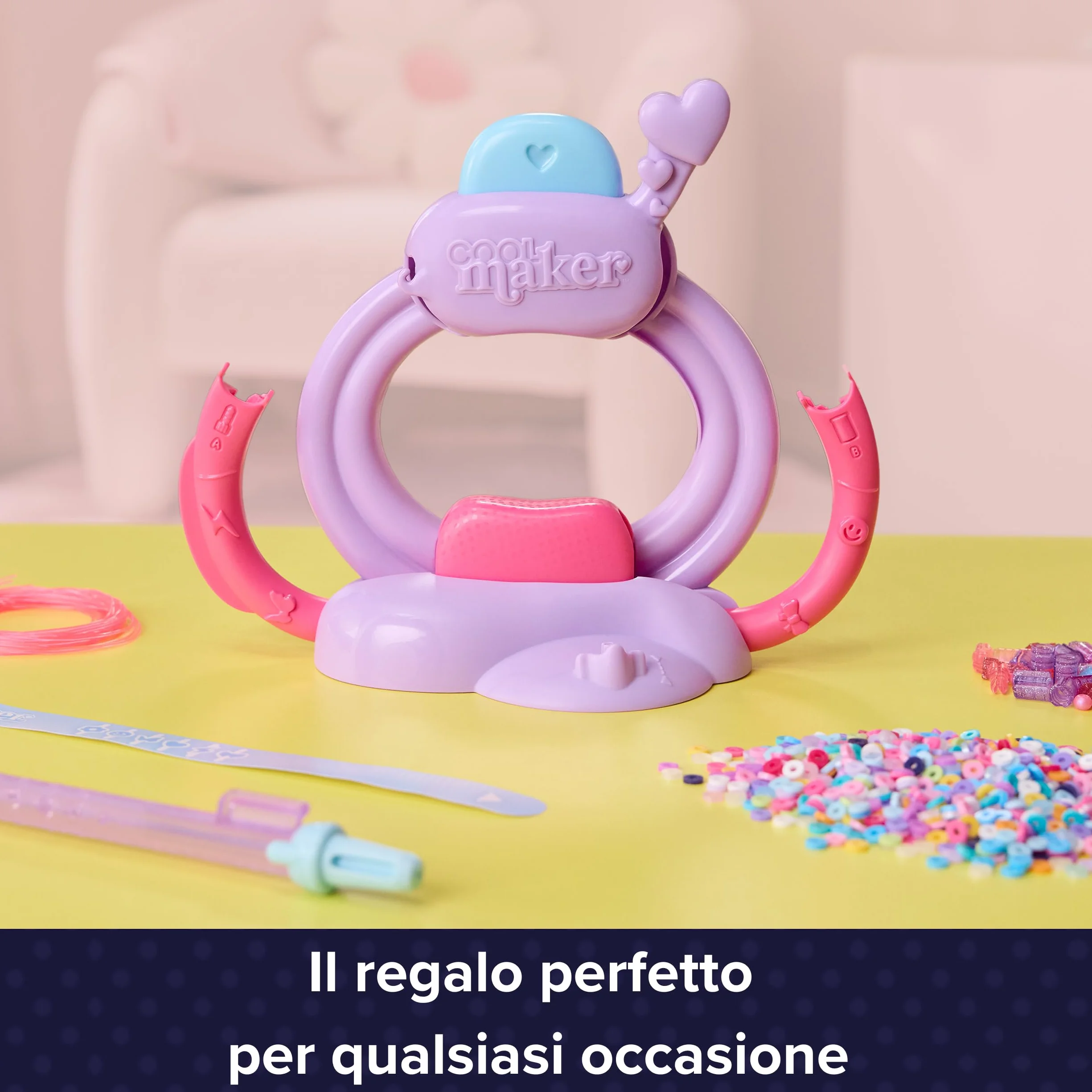 Cool Maker Macchina Braccialetti Heishi Amicizia con Penna Impila-Perline e 1200 Perline per 15 Braccialetti, Giocattolo Artistico per Bambine 7+