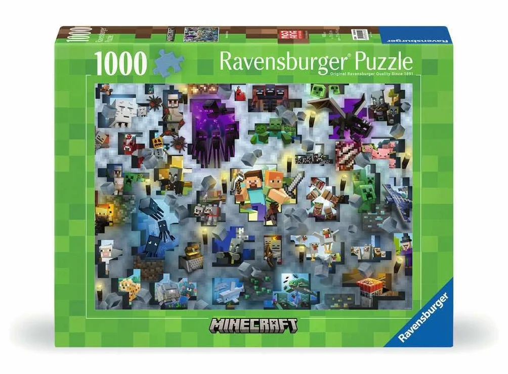 Ravensburger Puzzle 1000 Pezzi, Minecraft Mobs - Puzzle Adulti +14 anni, 70 x 50 cm, Puzzle per Adulti Minecraft, Idee Regalo Minecraft