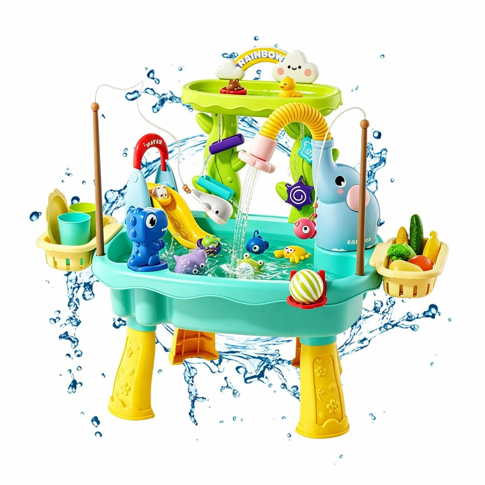 Tavolo Acquatico con di Pesca | Tavolo per Giochi d'Acqua da Esterno per , Spiaggia, , Campeggio, Patio, Asilo , Scuola Materna, Bambini e Bambine Età 4-8