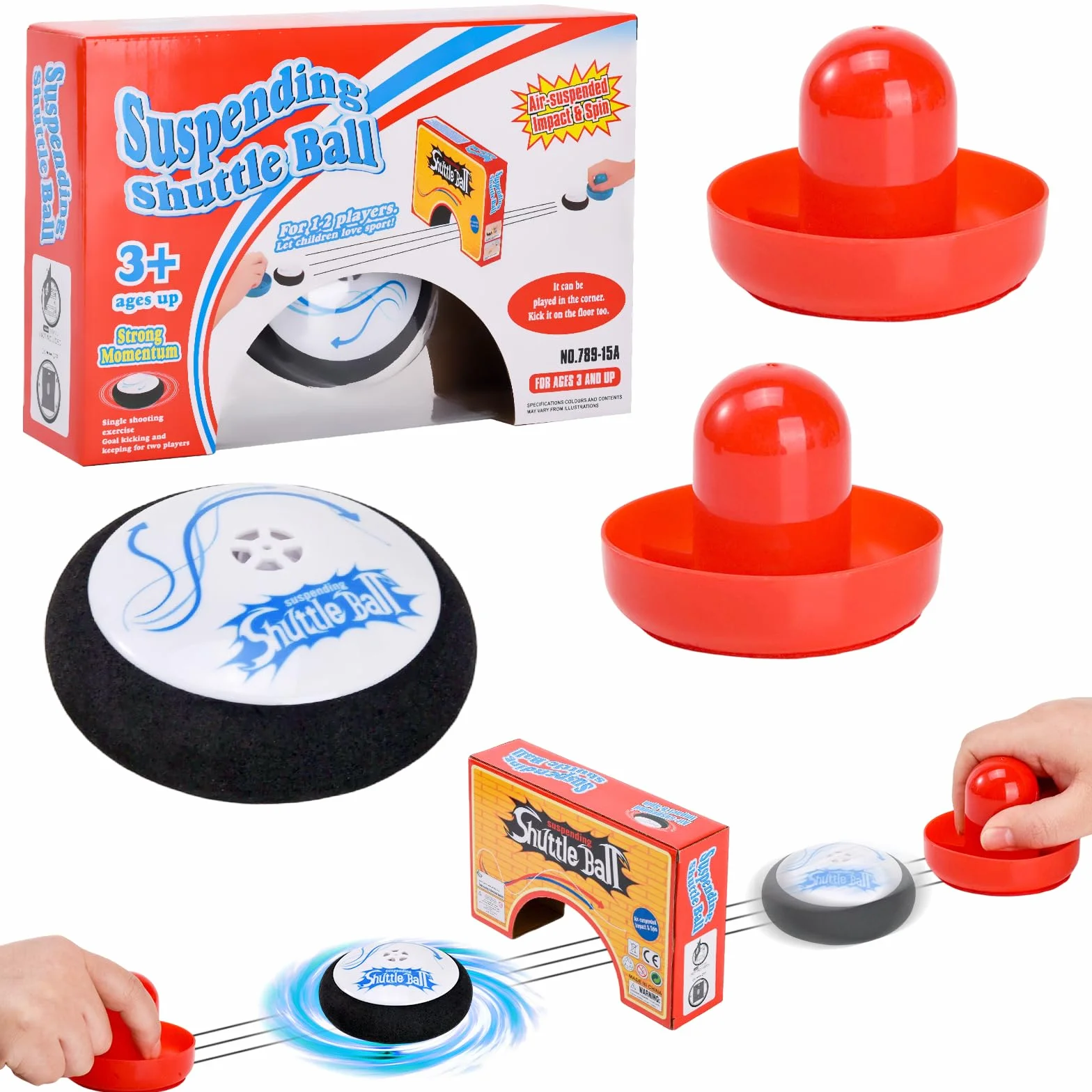 Air Hockey Hover Puck, Portable Air Hockey con 2 Spingere per hockey ad aria rossa, giocattolo da hockey per interni ed esterni, gioco simulato di hockey per bambini adulti