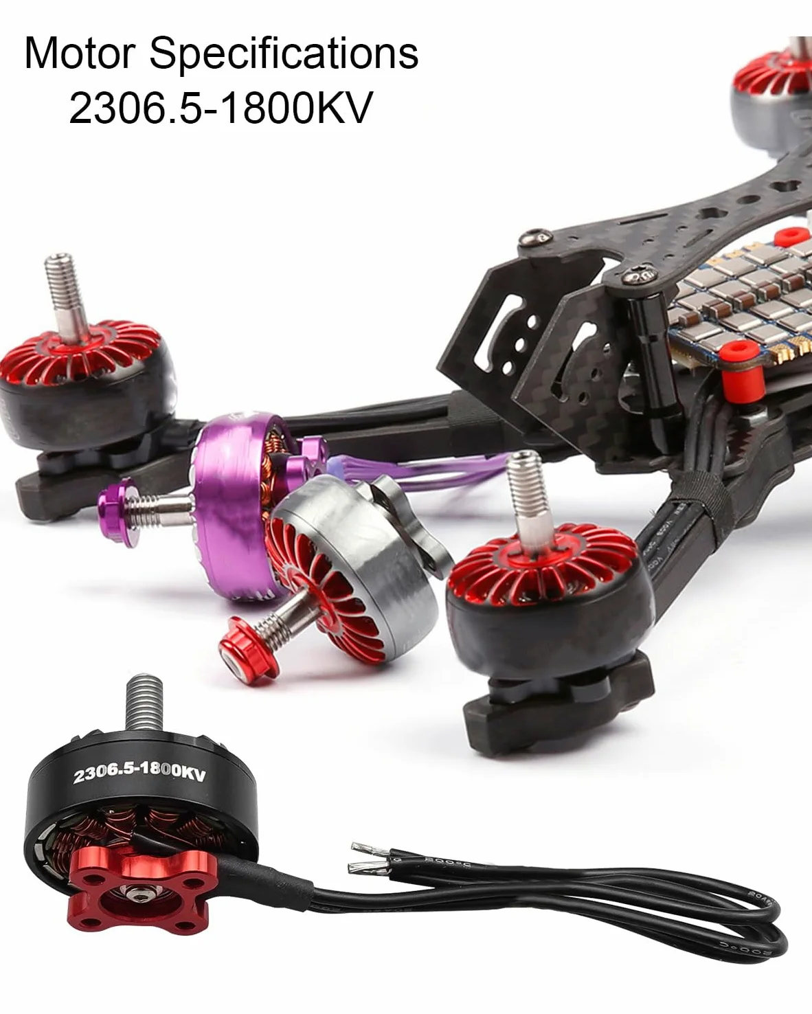 FPV Drone Motor 2306.5 1800KV 6S Brushless Motor Fit for FPV Racing Drone QAV Quadcopter, 4 Pz
