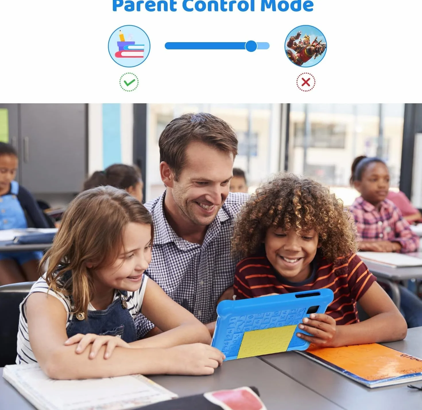 HotLight Tablet Bambini 7 Pollici Kids Tablet con Controllo Parentale, Android 13 Tablet, Quad-core Processore Doppia Fotocamera, Wifi Bluetooth, Tablet per Bambini con Custodia(Blue)