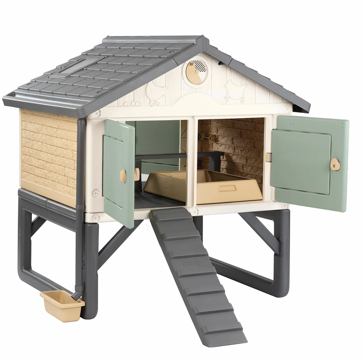 Smoby Life - Pollaio Made in Jura - Fino a 5 galline - 1 Uovo finto e 1 Libretto divertente - Facile da pulire - Struttura in plastica - Anti-pidocchi rossi - Materiale riciclato - Prodotto in Francia