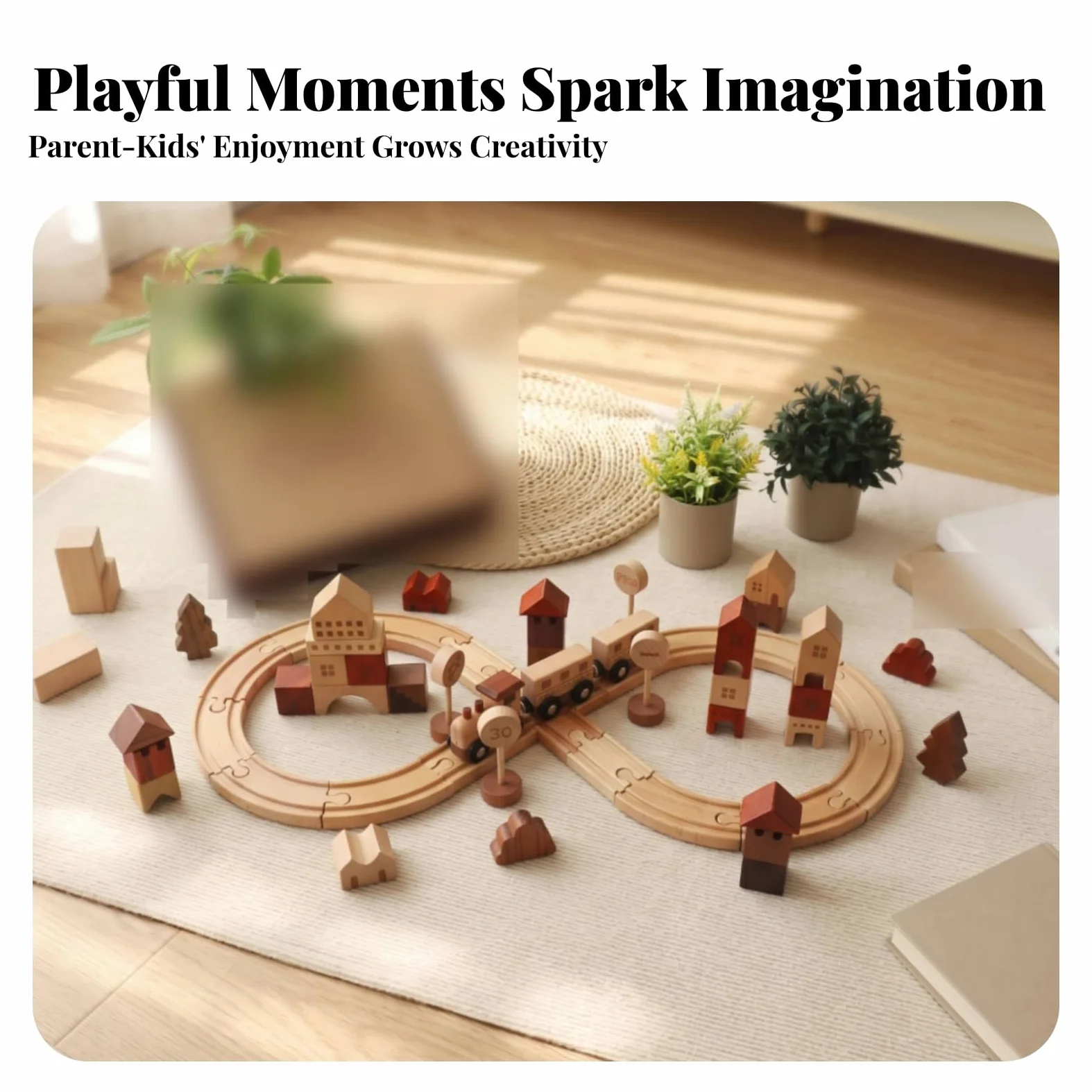 Set Trenino in Legno Forme Geometriche Pezzi Interbloccanti Trenino Legno