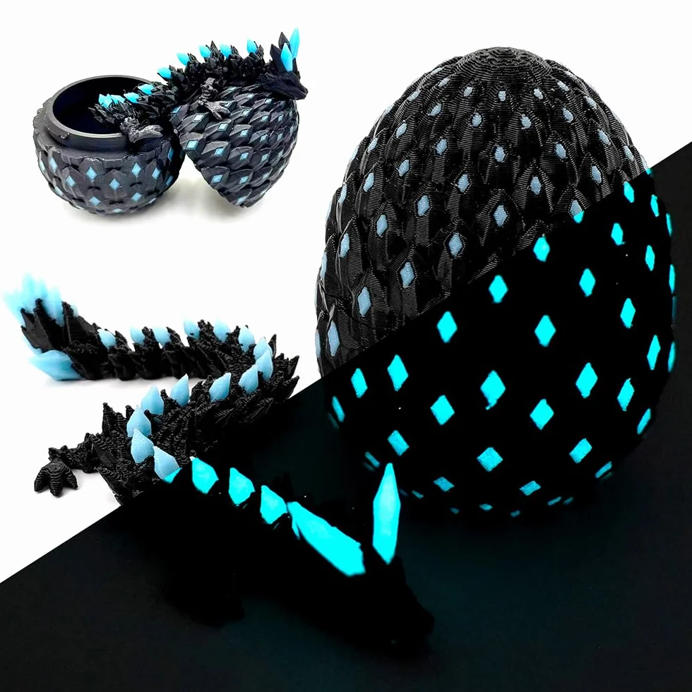 Uovo Di Drago Luminoso Stampato in 3D, Uovo Di Drago Articolato e Giunti Flessibili, Draghi di Articolato con Ovoide, Gioco da Scrivania per La Casa, Adulti, Ufficio, Geschenke