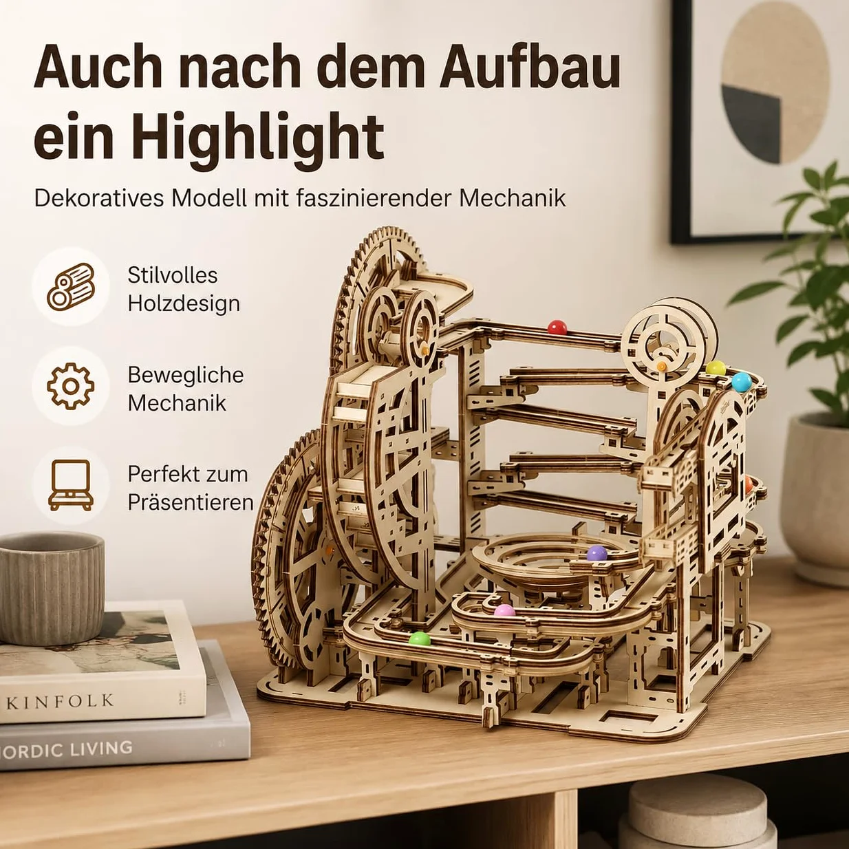 Puzzle in legno 3D Marble Maze – Modello meccanico fai da te per adulti e bambini, kit creativo con ingranaggi, giocattolo educativo e regalo per appassionati di fai da te e modellismo, 396 pezzi