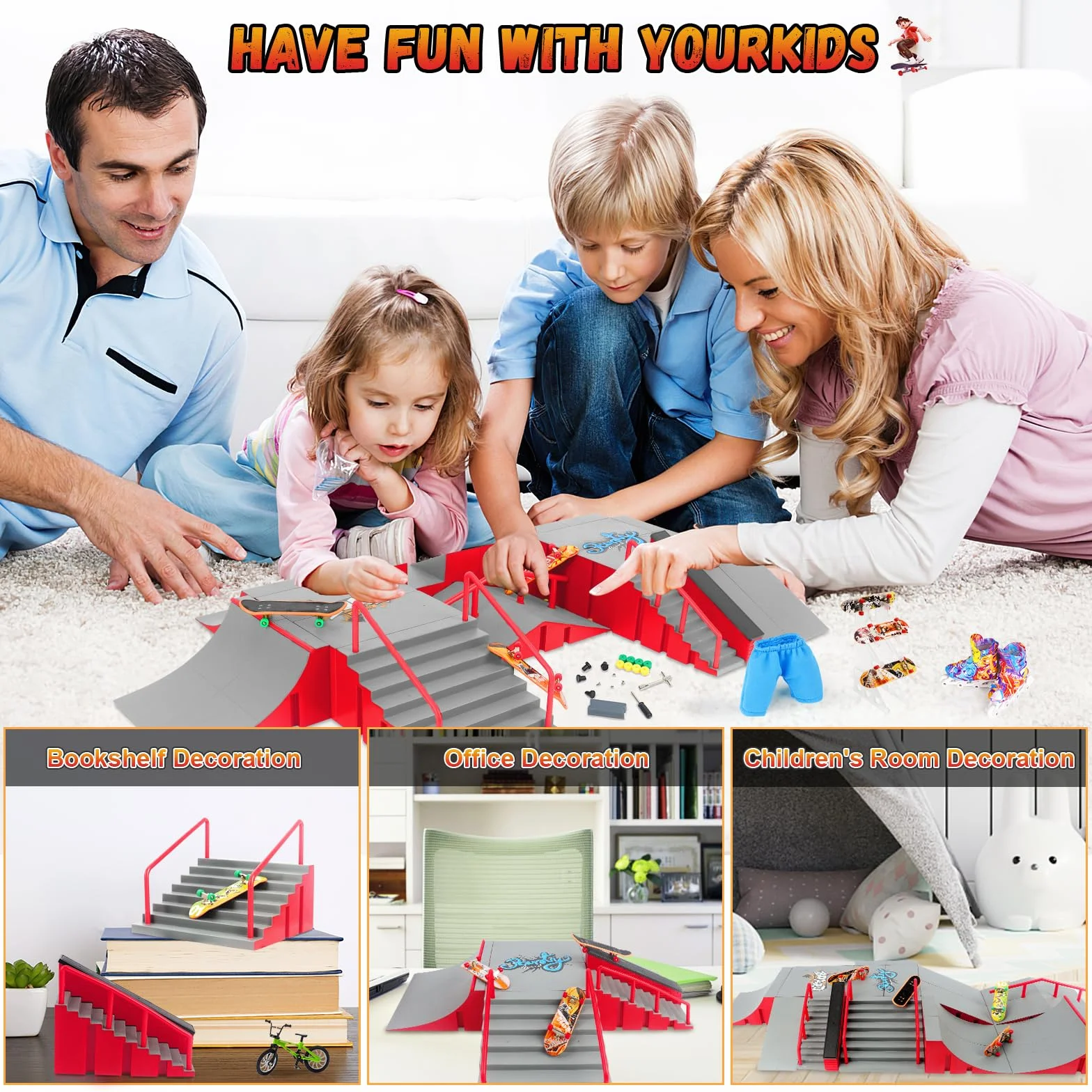 CS COSDDI Mini Finger Skateboard Ramp Set di accessori, Fingerboard Skate Park Ramp, DIY Assembly Mini Finger Skateboard Ultimate Park Set Rampe per bambini formazione regalo di compleanno