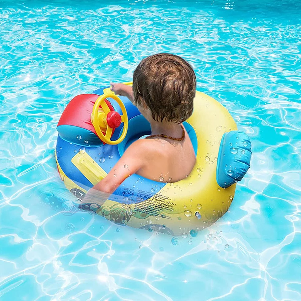 Bambino Anello Nuoto Boa Bambino Piscina con Volante Barca Gonfiabile Bambino Sedile Piscina Anello di Nuoto Galleggiante per Bambino Piscina Galleggiante Bambino Sedile Bagno per 1-5 Anni Bambini