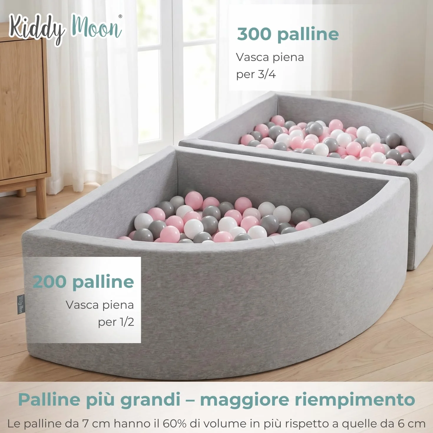 KiddyMoon Piscina di Palline Colorate ∅7Cm per Bambini Quarto Angolare