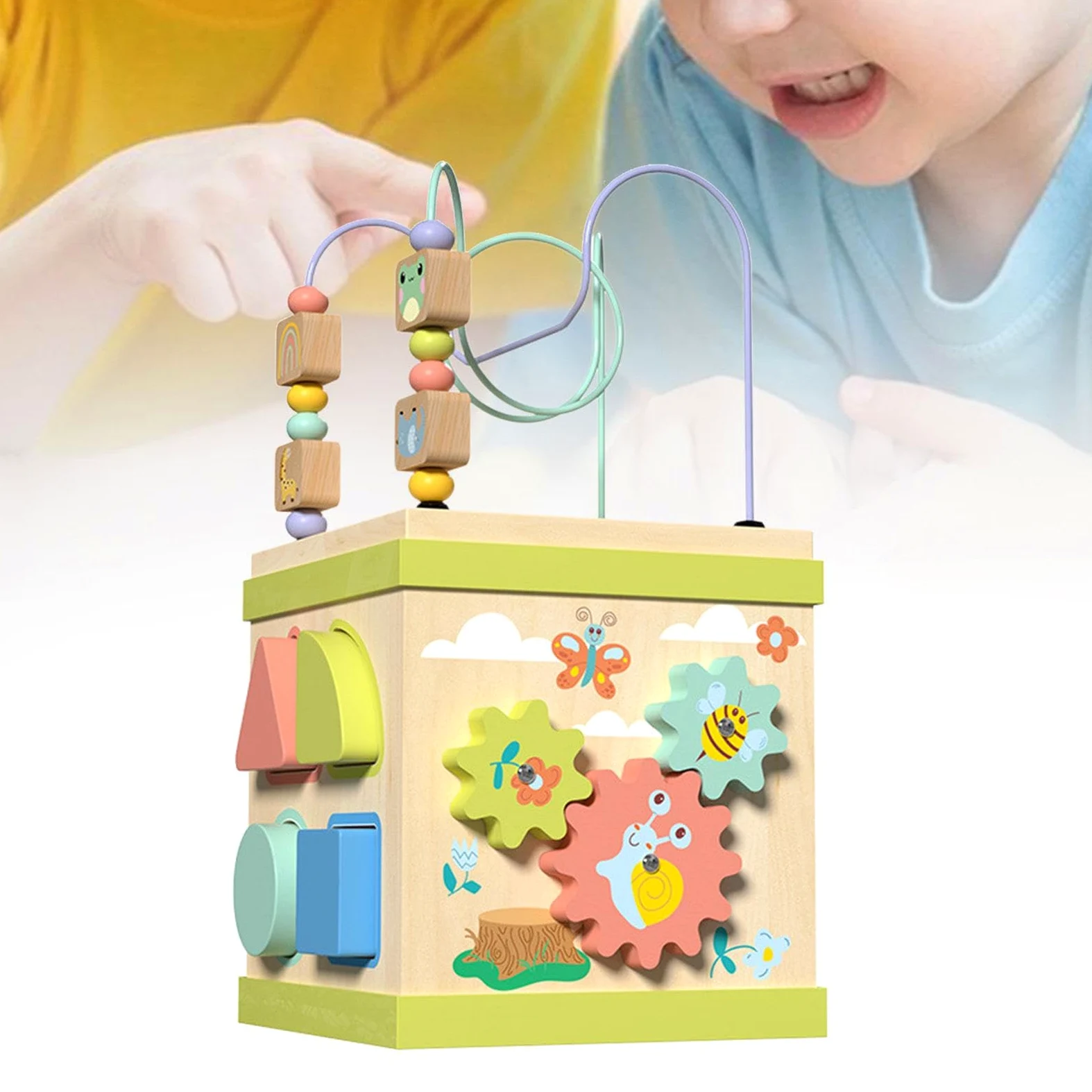 Cubo attività, giocattolo educativo per lo sviluppo personale, abbinamento di forme, riconoscimento di forme.