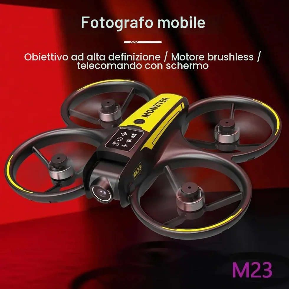 B 6k,Triple Battery,Drone m23 Professional 4k con Doppia Lente e Controllo dello Schermo, Rotazione acrobatica a 360 Gradi, decollo e atterraggio con Un Solo Pulsante