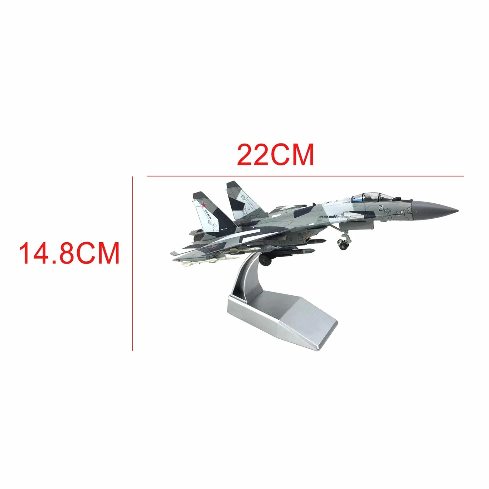 F Fityle Sukhoi SU-35 Modello Aereo da Caccia in Metallo 22x14,5 cm