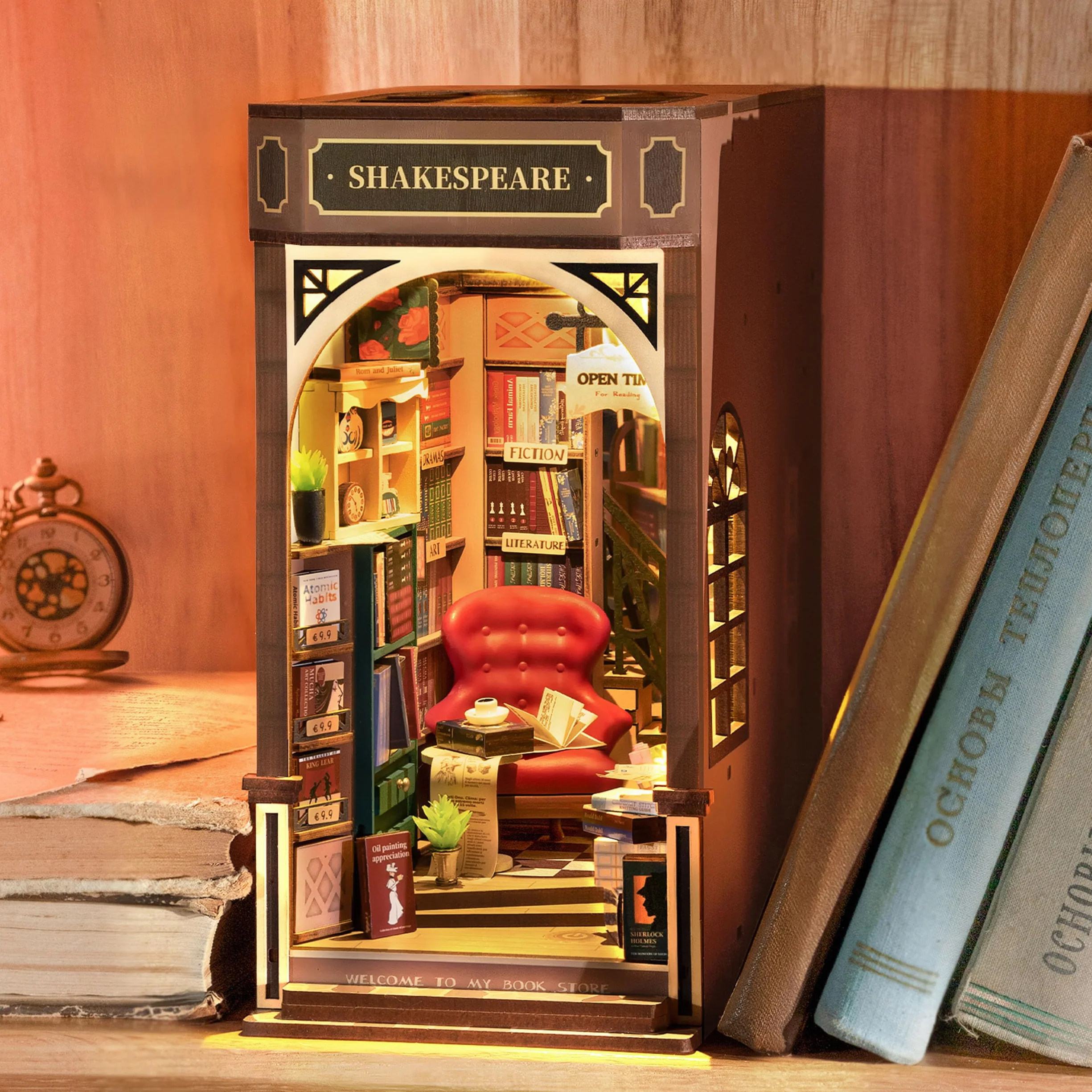 Rolife Book Store Kit Book Nook,Booknook Diorama Shakespeare,Regalo di Decorazione della scrivania per Gli Insegnanti(TGB07)