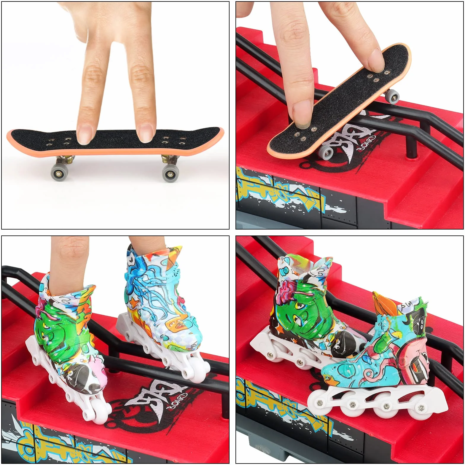 MOMSIV Mini Skateboard per Dita con rampa e Set di Accessori, F