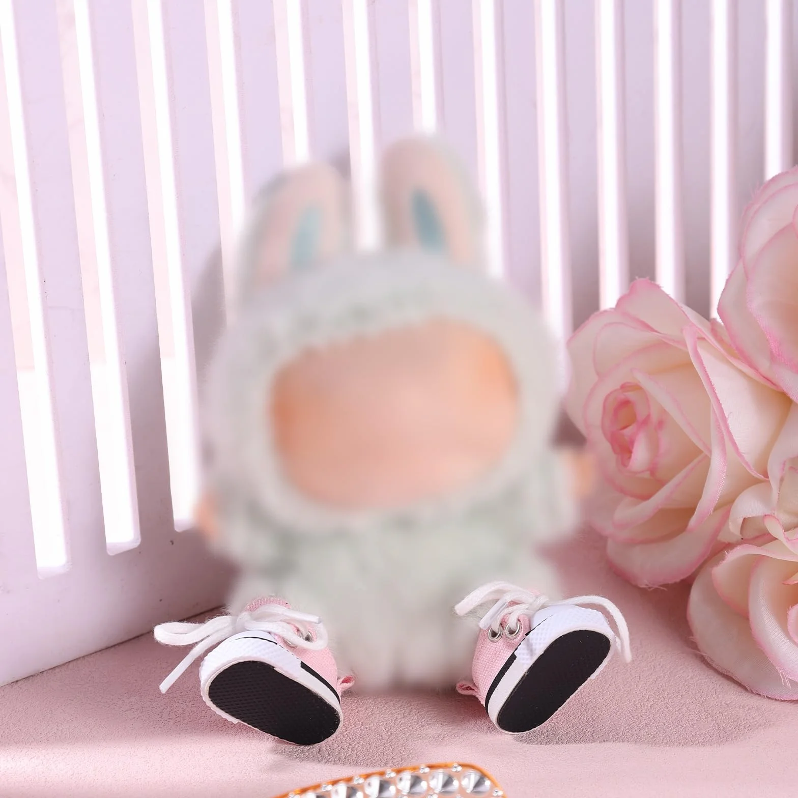 Mikovivi Scarpe di Tela per Bambole, Mini Scarpe Casual Kawaii Carine Accessori Vestiti di Giocattolo Peluche alla Moda per Bambole da 15 cm e 17 cm (Rosa)