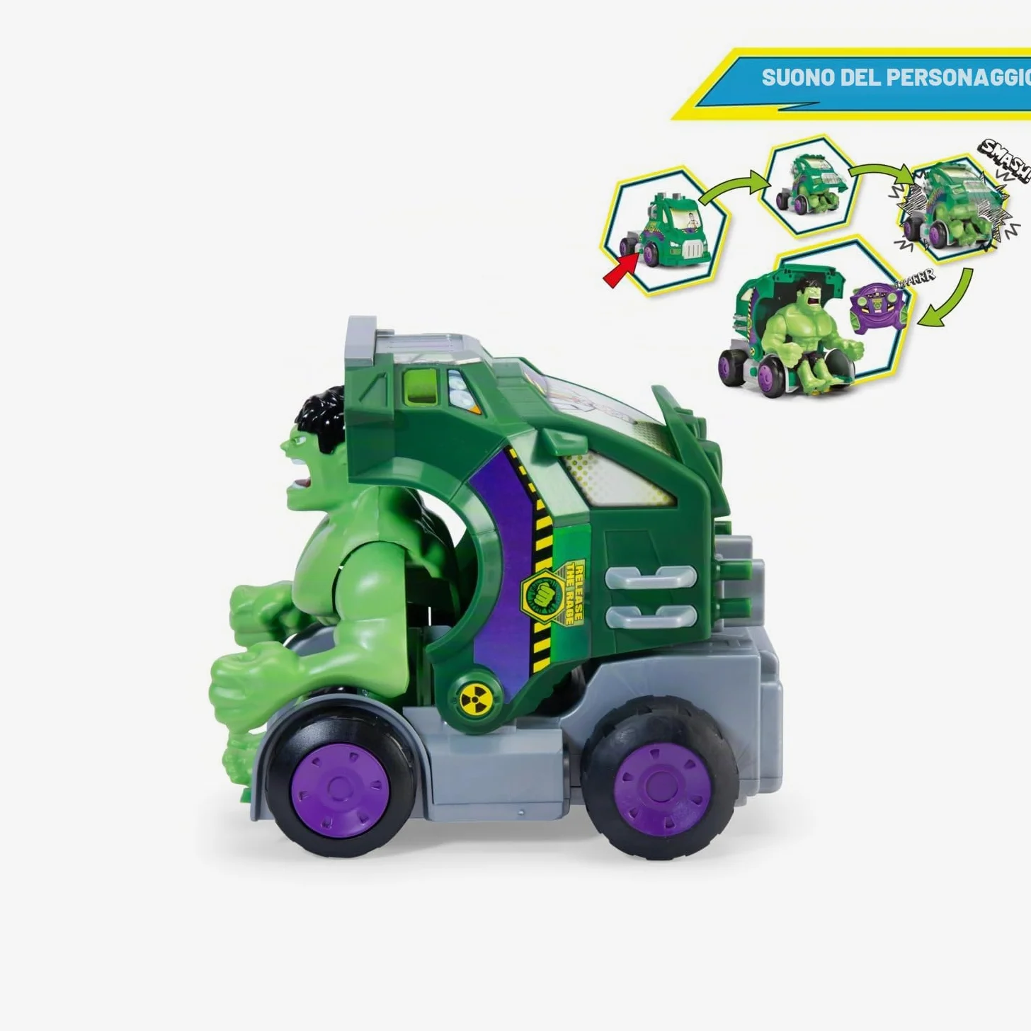 Dickie Toys - Radio Control Hulk Smash-Up, in scala 1:24, Veicolo telecomandato con Trasformazione da camion a Hulk, +5 anni, 203224000