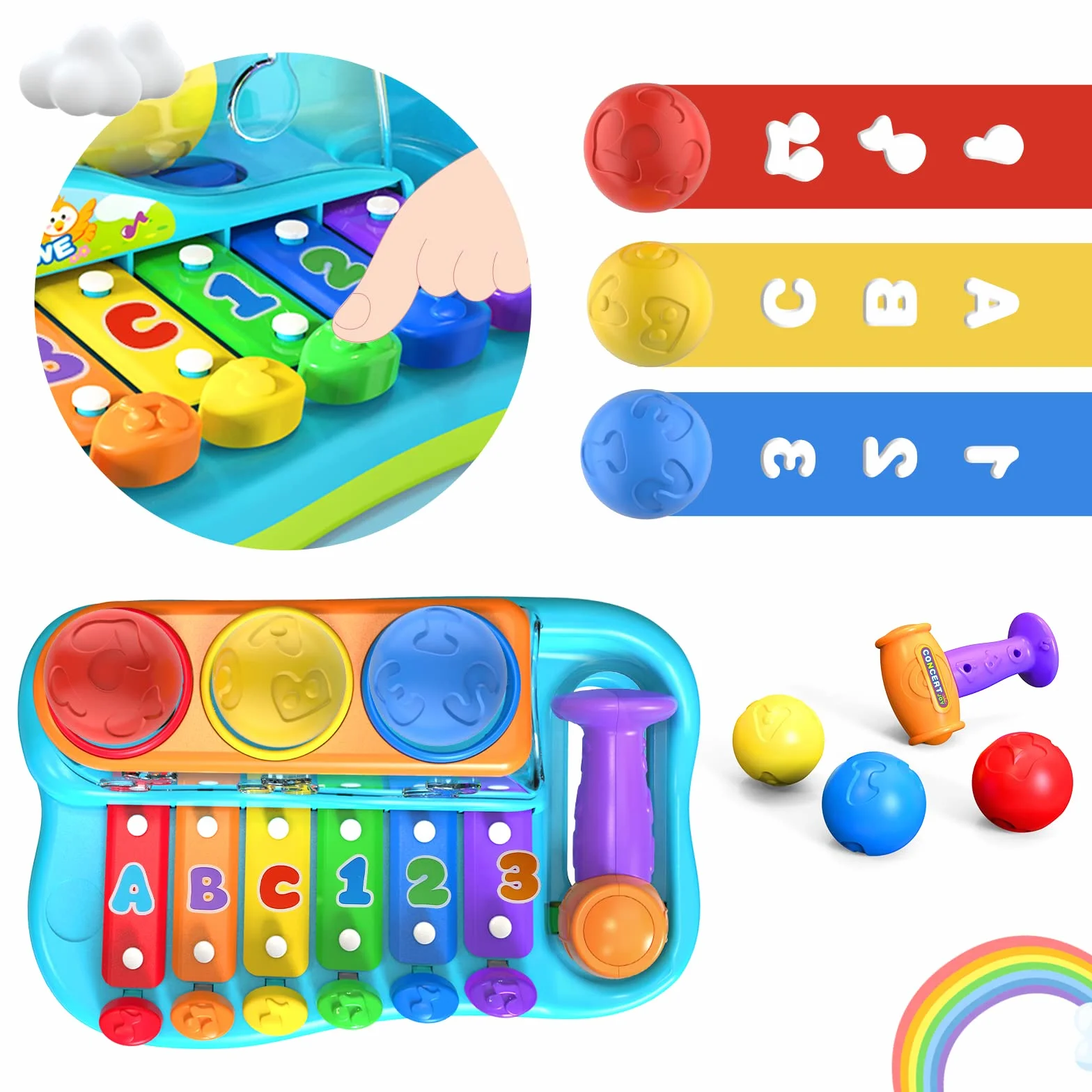 Yerloa Giocattoli Giochi Bambini 1 Anno Xilofono Strumento Musicale Educativi 1 Anno Suonare la Tastiera Bimba Regalo 1 2 3 Anni Ragazzi e Ragazze