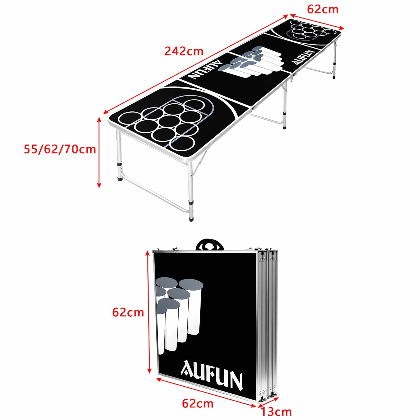 FIVMEN Beer Pong - Set di 100 tazze e 5 palline per giochi di bere, giochi di festa, giochi di lancio e giochi classici