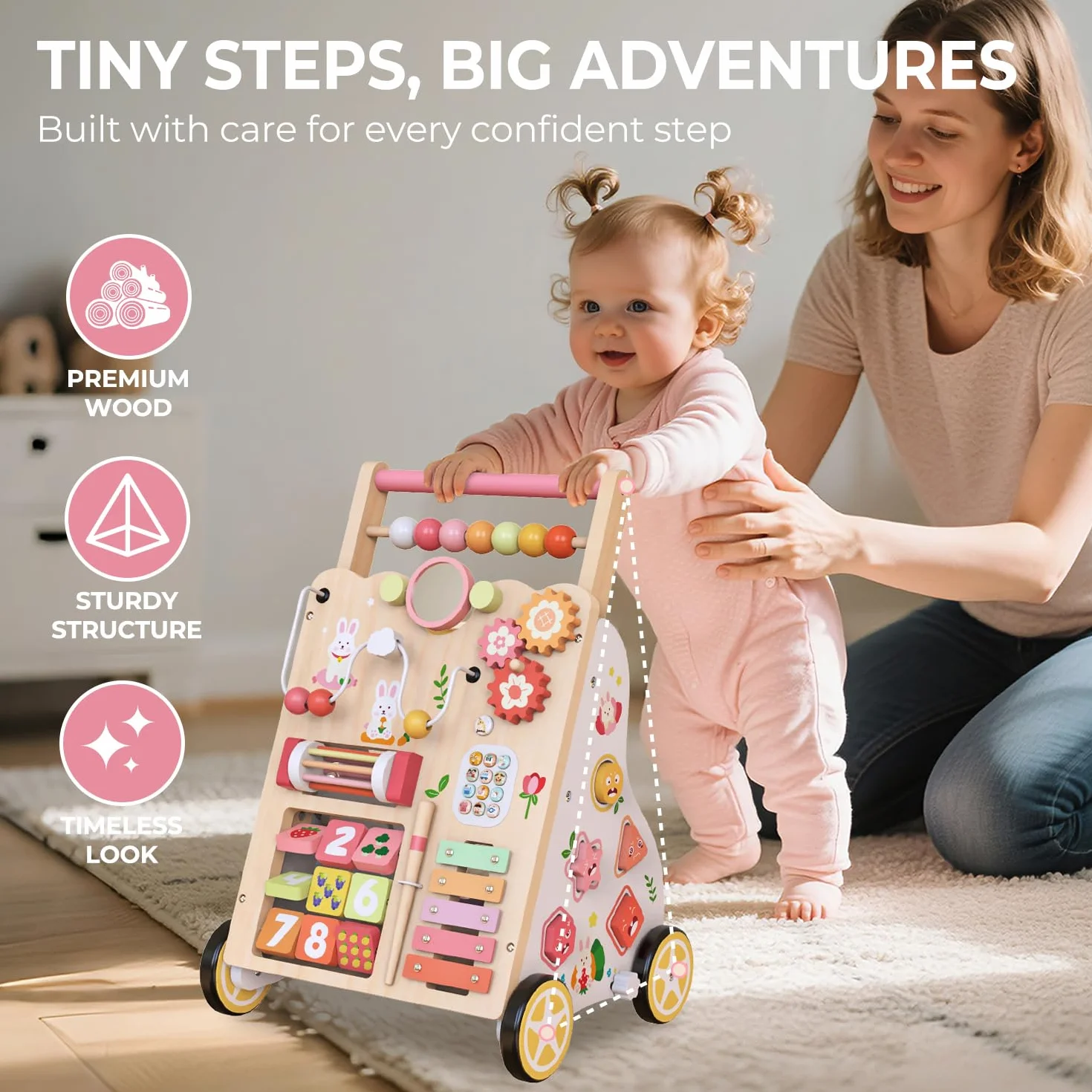 Giocattolo scorrevole in legno per imparare a camminare per bambini BPW668