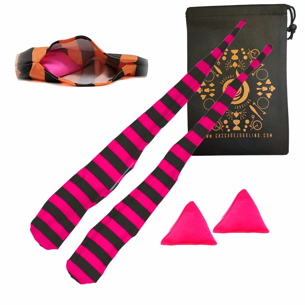 Cascade Juggling Poi Socks and Weights - Set di calzini elastici per allenamento, ideali per tutti i livelli (rosa e nero)