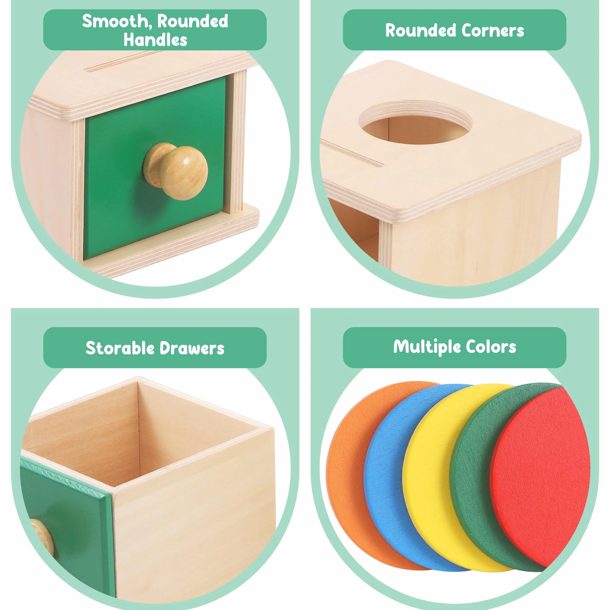 Starvortex Giocattoli Educativi Montessori per Bambini – Salvadanaio in Legno con Monete, Sorter di Forme e Impilabile Sensoriale, Ragazzi e Ragazze
