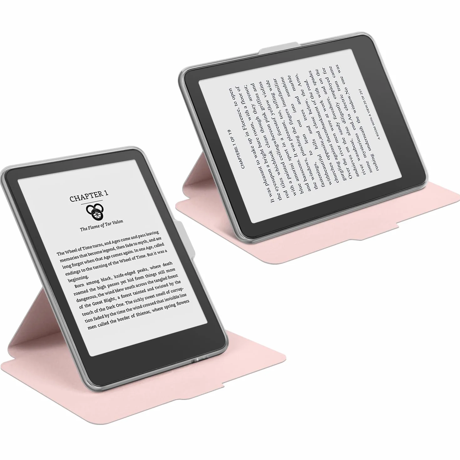 YoungMe Custodia girevole a 360 gradi per Kobo Clara BW 2024 da 6", design magnetico staccabile, supporto regolabile, retro trasparente, con funzione di accensione e spegnimento automatico (rosa)