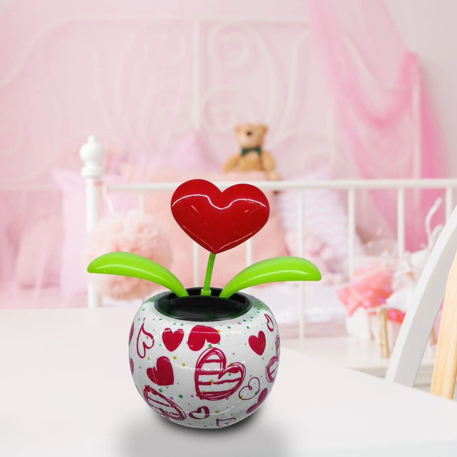 Fiori Danzanti ad Energia Solare Simpatico Cuore Oscillante Ballerino di Fiori Fiori Flip Flap, Bobblehead Auto Ecologico Fiori Danzanti Solari per Auto e Decorazione Domestica Regalo