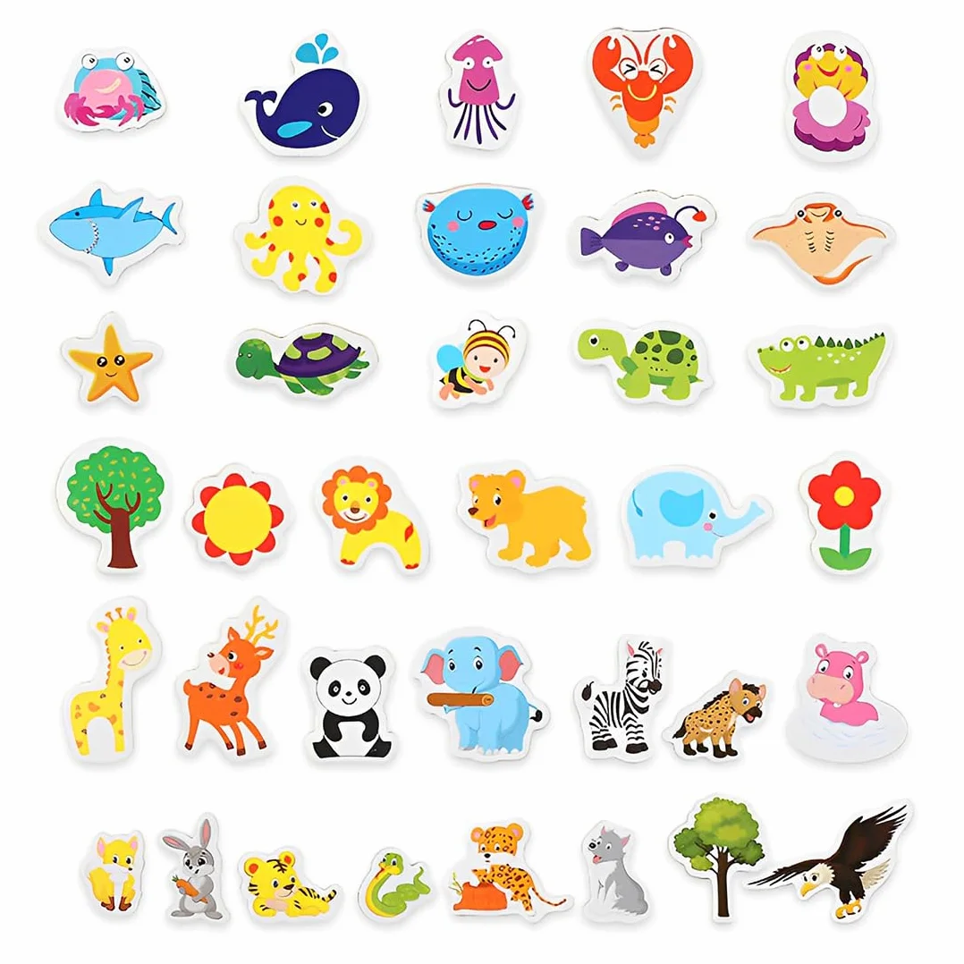 36 Pcs Magneti Bambini Calamite Frigorifero Animal Magnets Calamite Frigorifero Bambini Giocattoli Educativi in Legno Magneti per Cartoni Animati per Lavagne Magnetiche Frigoriferi E Lavagne