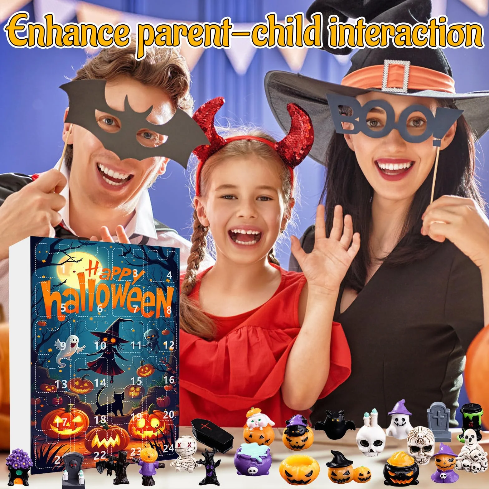 Calendario dell'Avvento di Halloween 2025, 24 giorni di Halloween, conto alla rovescia, con 24 pezzi di zucca horror, fantasma, teschio, mini figure decorazioni per bambini e adulti (orrore)