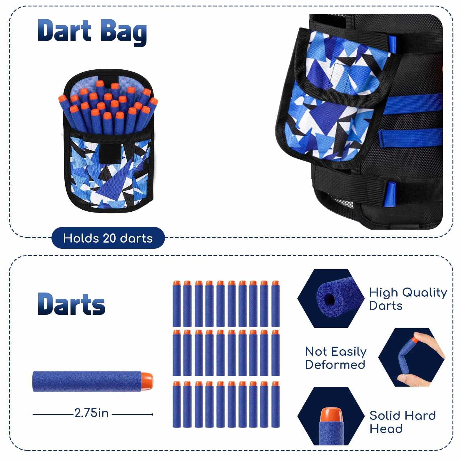 Lehoo Castle Kids Tactical Vest Kit dla Nerf Guns N-Strike Elite Series z 30 Freccette, Custodia, Maschera (Blu)