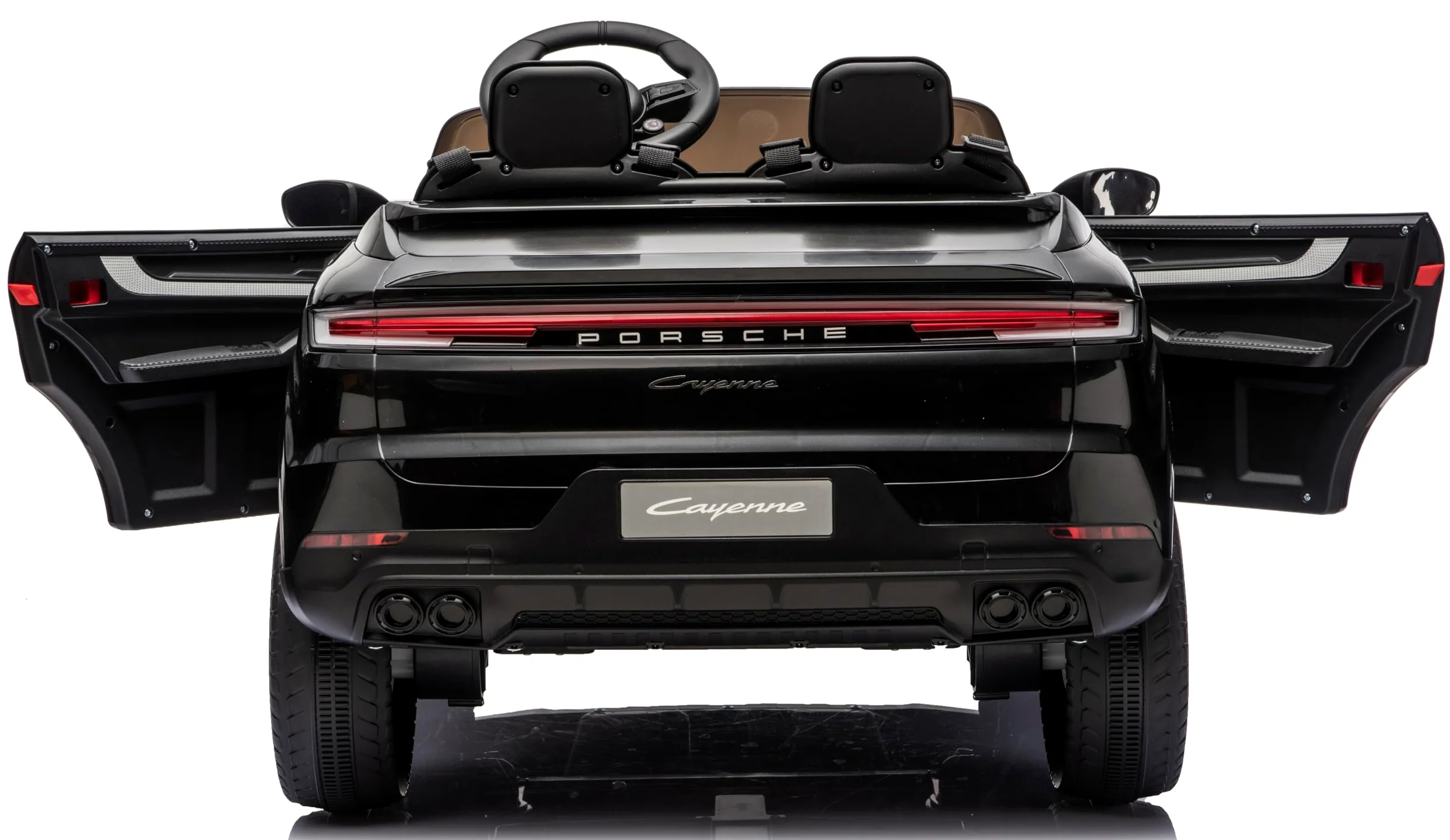 Porsche Cayenne 24V Maxi SUV Elettrico per Bambini 2 Posti Macchina Elettrica con Telecomando Due Cinture a 3 Punti Luci LED Bluetooth Carico Massimo 60 Kg (Nero)