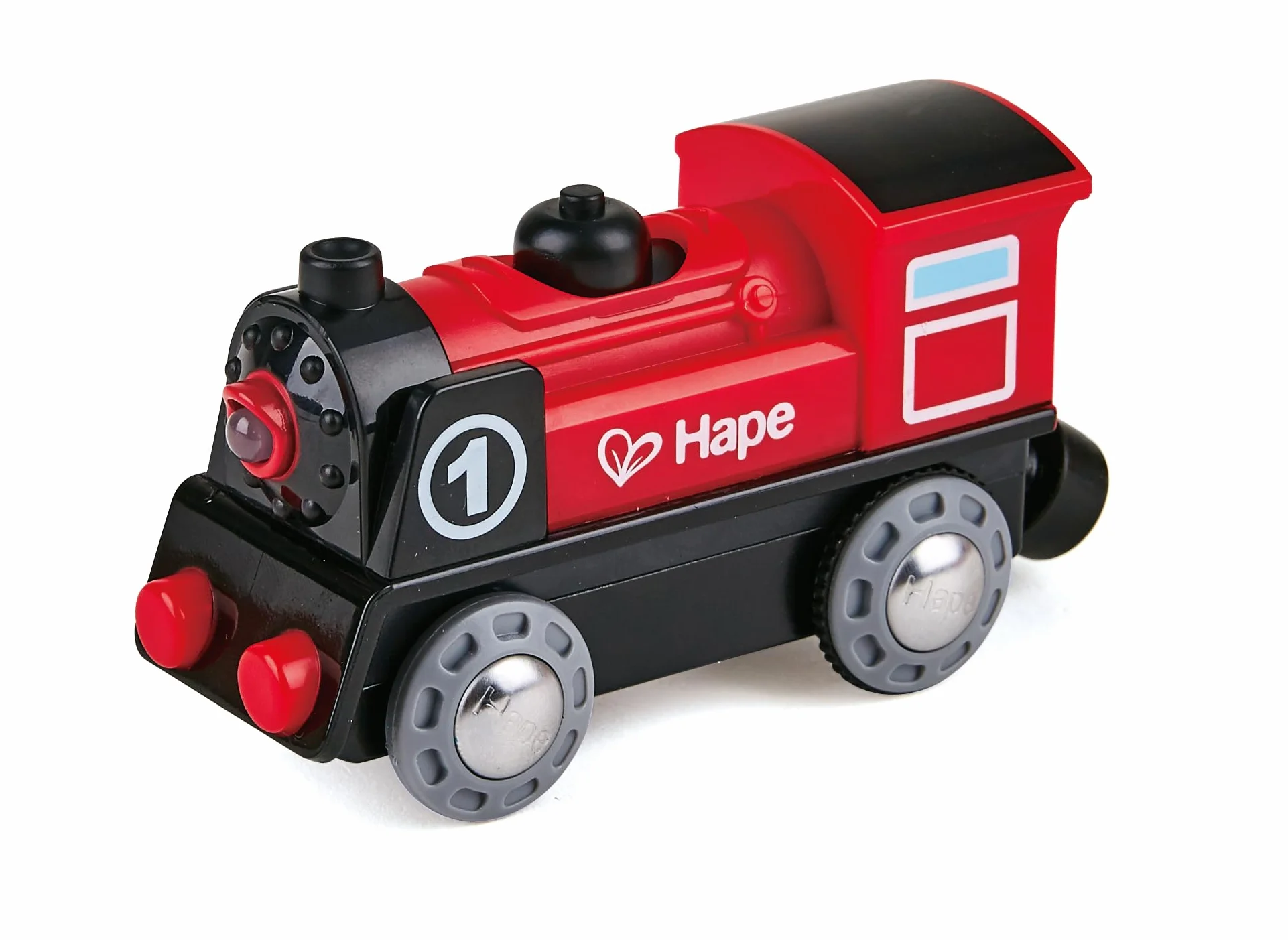 Hape Locomotiva a Batteria | Con luce che si illumina | Compatibile con diverse piste e vagoni