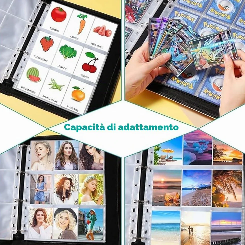 Oderra 576 Raccoglitore Carte Pokémon - 32 Pagine Buste Carte Pokemon, Tasche su Entrambi i Lati, da Gioco Collezionabili, Abum