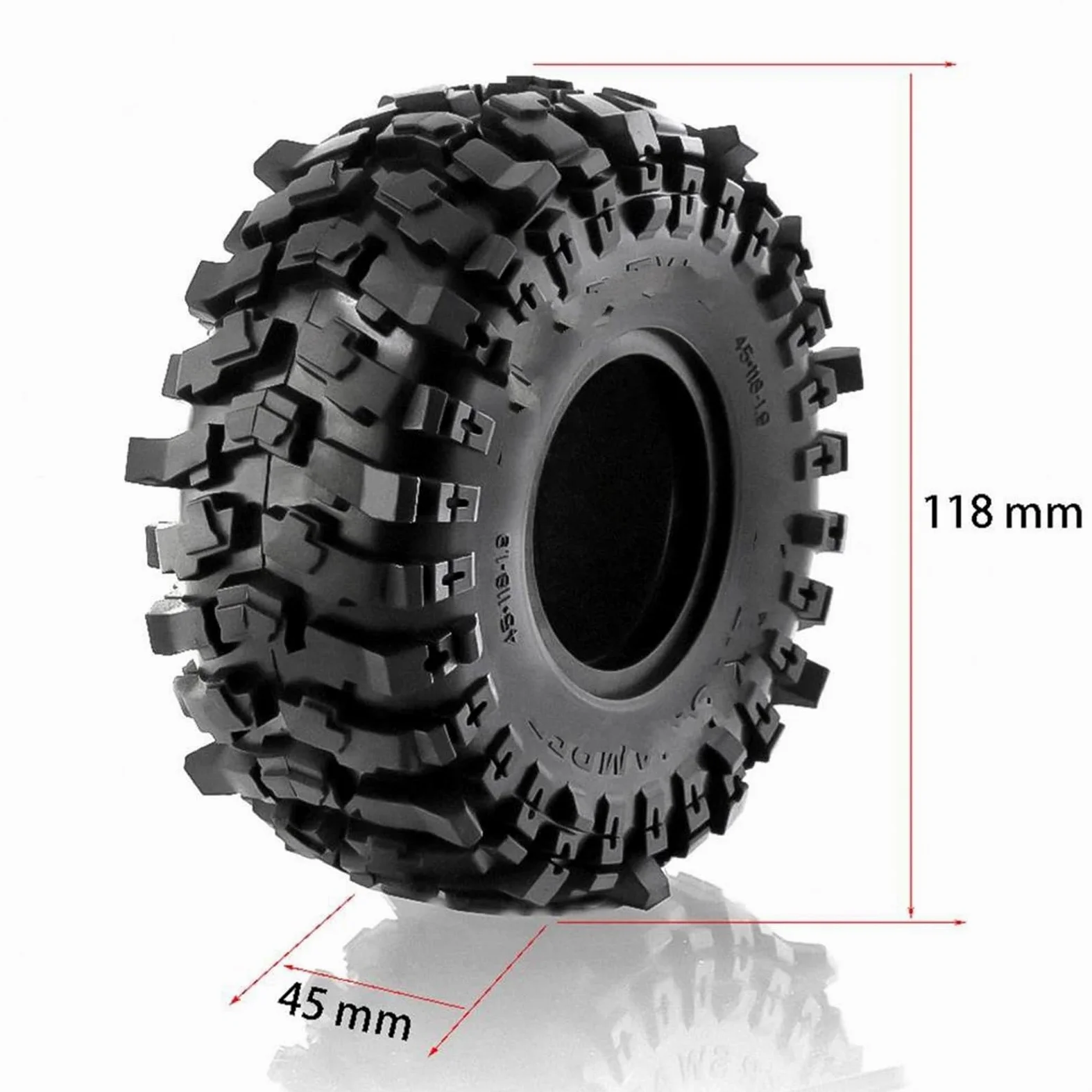 RC Car Pneumatico Ruota Compatibile con Axial per SCX10 90046 AXI03007 TRX4 RBX10M Gomma Morbida 1.9 Pneumatici delle Ruote 118 * 45MM per 1:10 RC Crawler Car RC Auto Pneumatico
