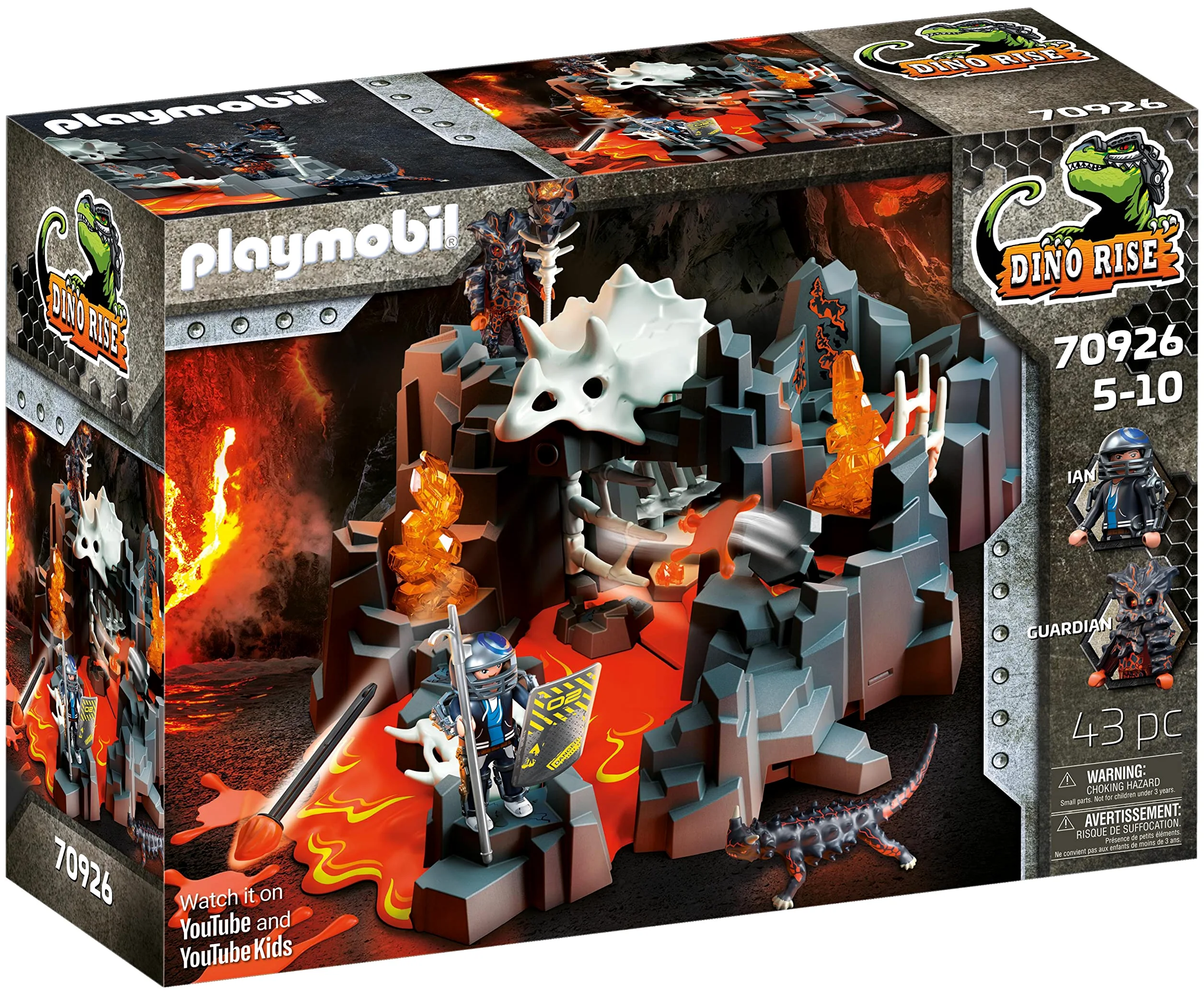 PLAYMOBIL Dino Rise 70926 Guardiano della Sorgente di Lava, con trappole meccaniche, Giocattoli per Bambini dai 5 Anni
