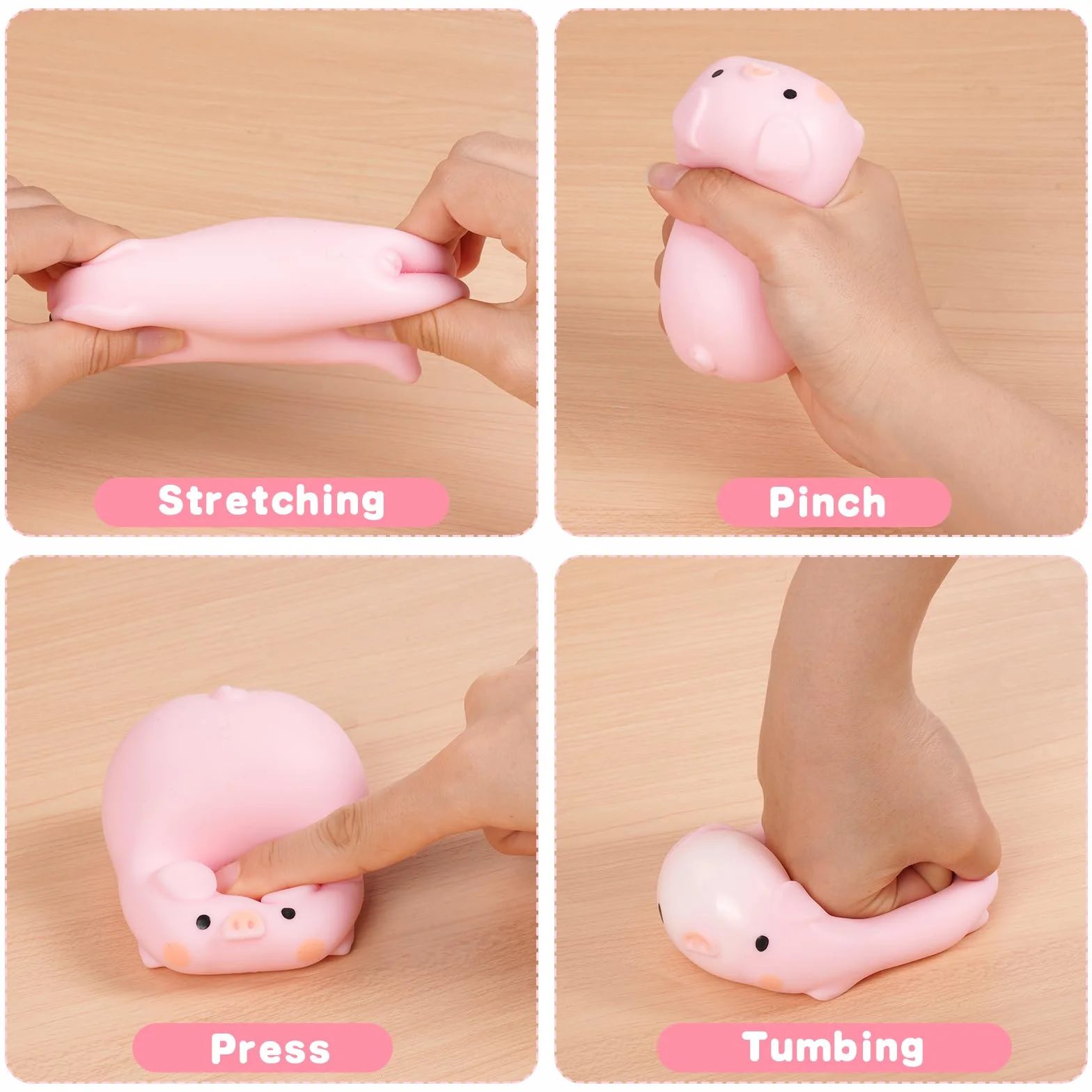 Squishy Squeeze Giocattoli Antistress 3PZ Maiale Cucciolo Panda Morbidi