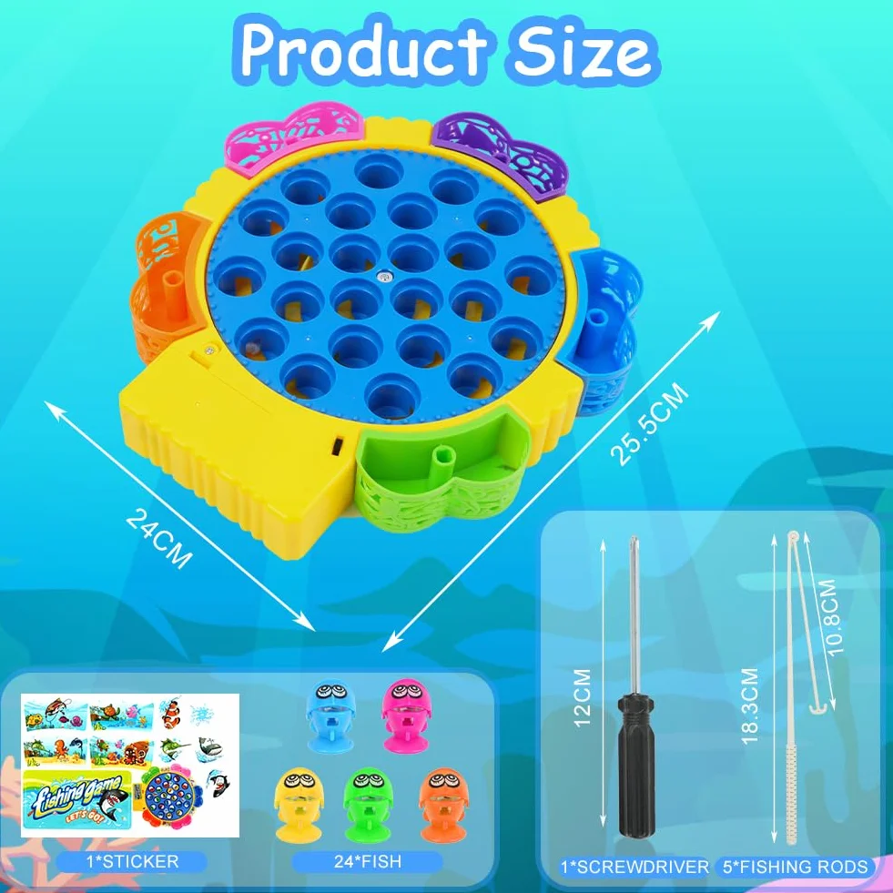 Vicloon Gioco Pesca Bambini con 24 Pesci e 5 Canne da Pesca, Giochi Educativi 3-5 Anni